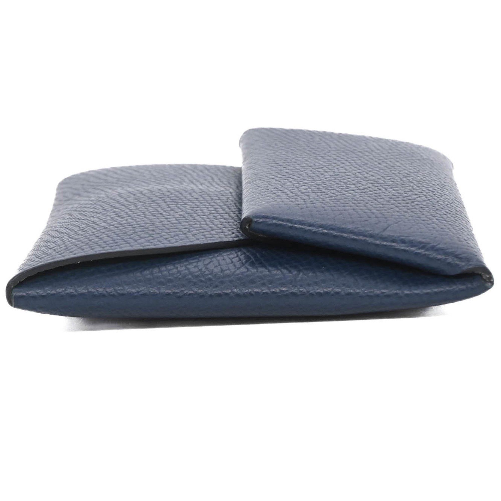 Hermes HERMES Bastia Wallet/Coin Case Verso Epsom Leather, Navy and Light Green Two-Tone, Women's #W Size ONE SIZE - 5 Thumbnail