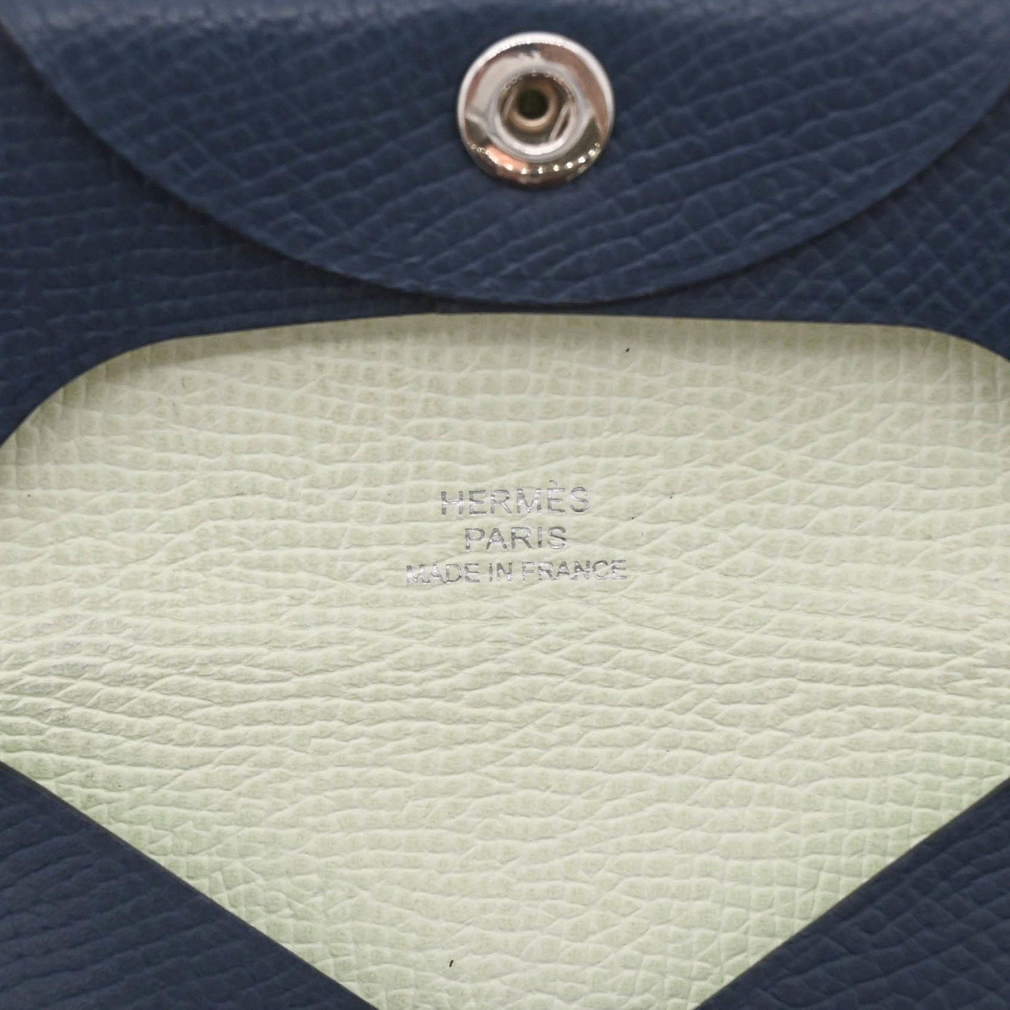 Hermes HERMES Bastia Wallet/Coin Case Verso Epsom Leather, Navy and Light Green Two-Tone, Women's #W Size ONE SIZE - 9 Thumbnail