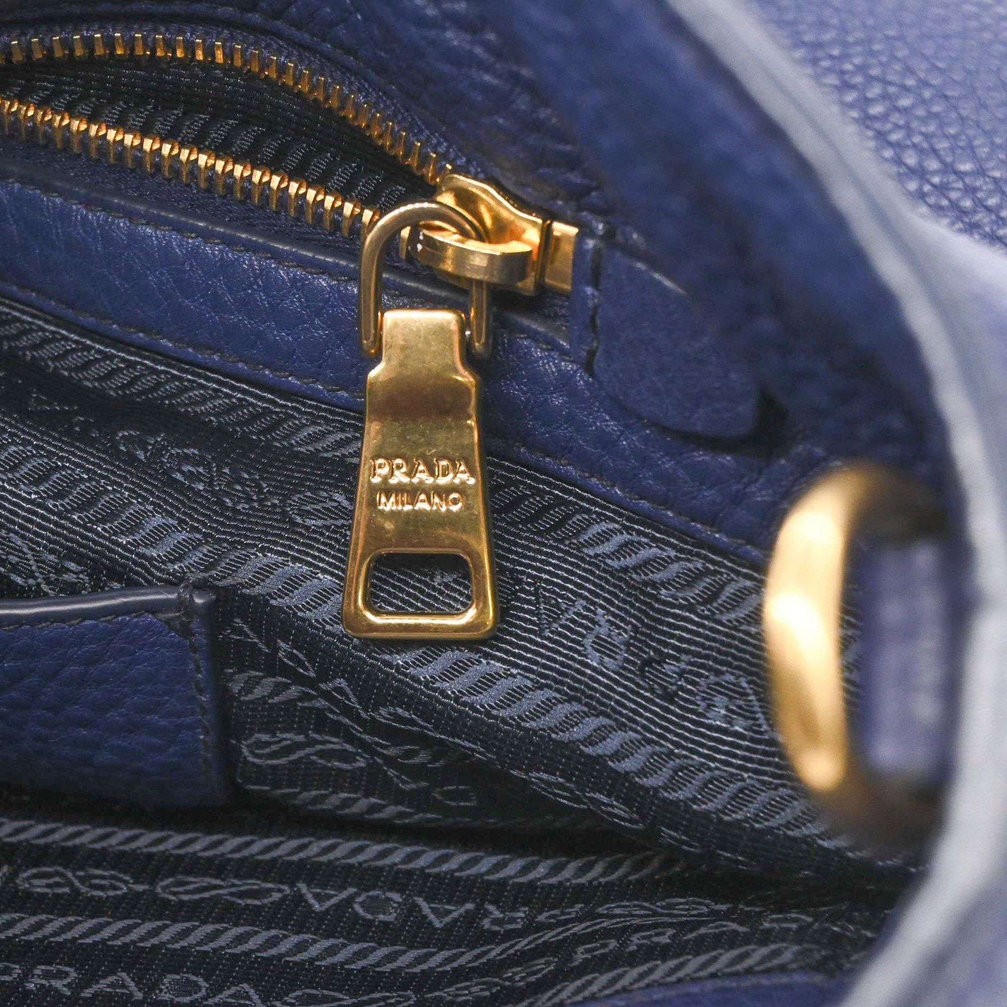Prada Prada Vitello Dino Tote Bag with Shoulder Strap, Cobalt Blue, for Men and Women Size ONE SIZE - 15 Thumbnail