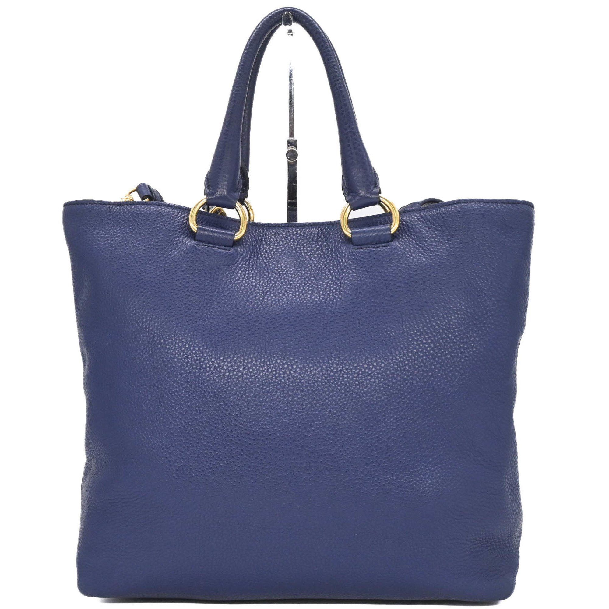 Prada Prada Vitello Dino Tote Bag with Shoulder Strap, Cobalt Blue, for Men and Women Size ONE SIZE - 2 Thumbnail