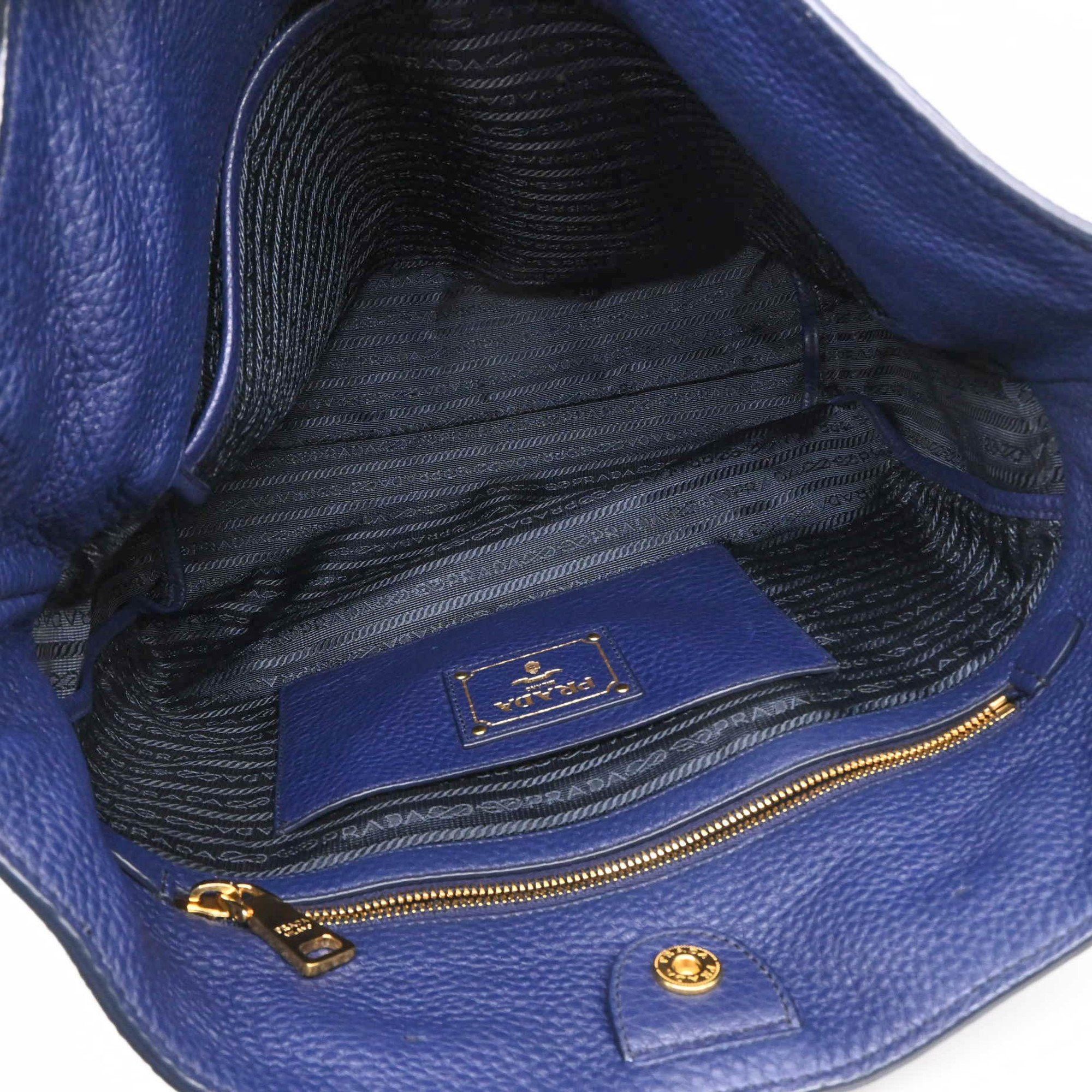 Prada Prada Vitello Dino Tote Bag with Shoulder Strap, Cobalt Blue, for Men and Women Size ONE SIZE - 12 Thumbnail