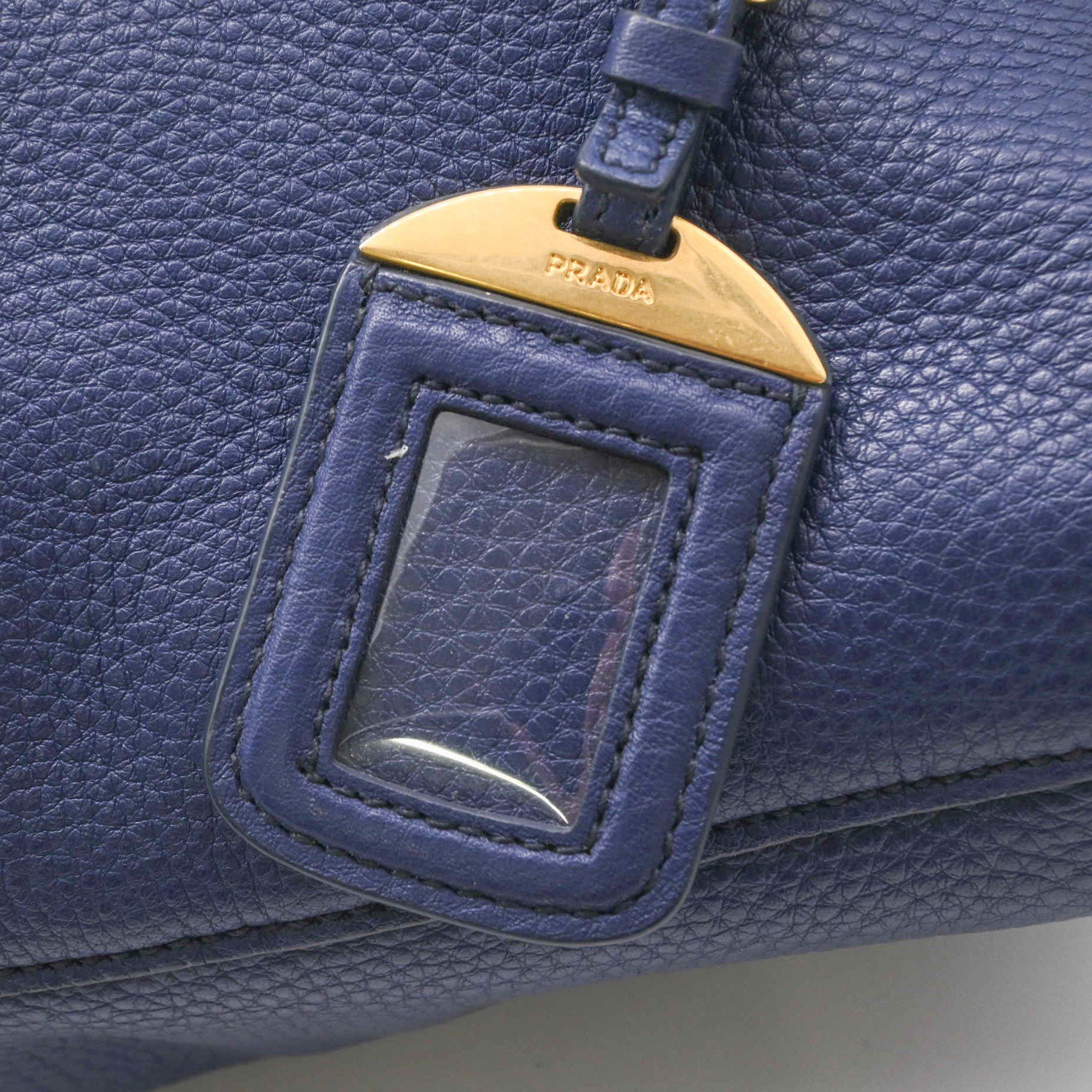 Prada Prada Vitello Dino Tote Bag with Shoulder Strap, Cobalt Blue, for Men and Women Size ONE SIZE - 11 Thumbnail