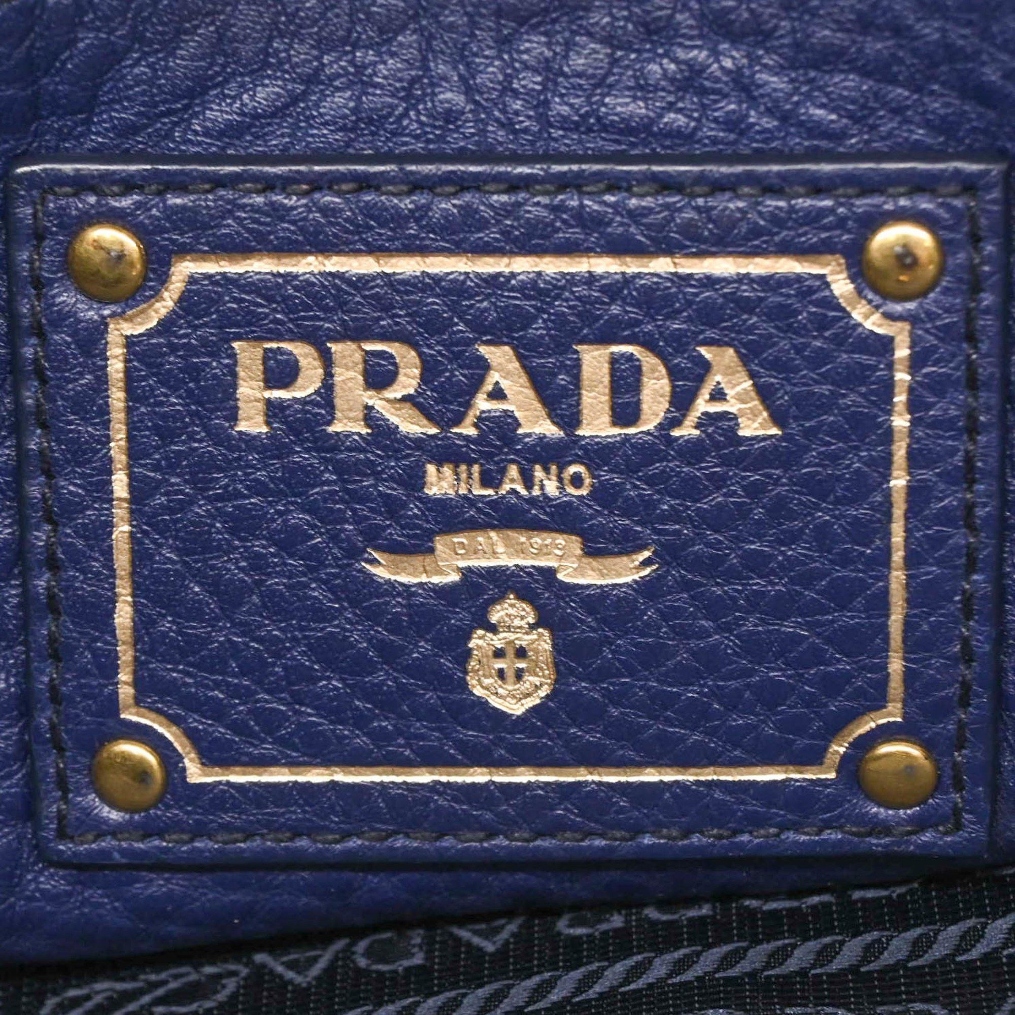 Prada Prada Vitello Dino Tote Bag with Shoulder Strap, Cobalt Blue, for Men and Women Size ONE SIZE - 14 Thumbnail