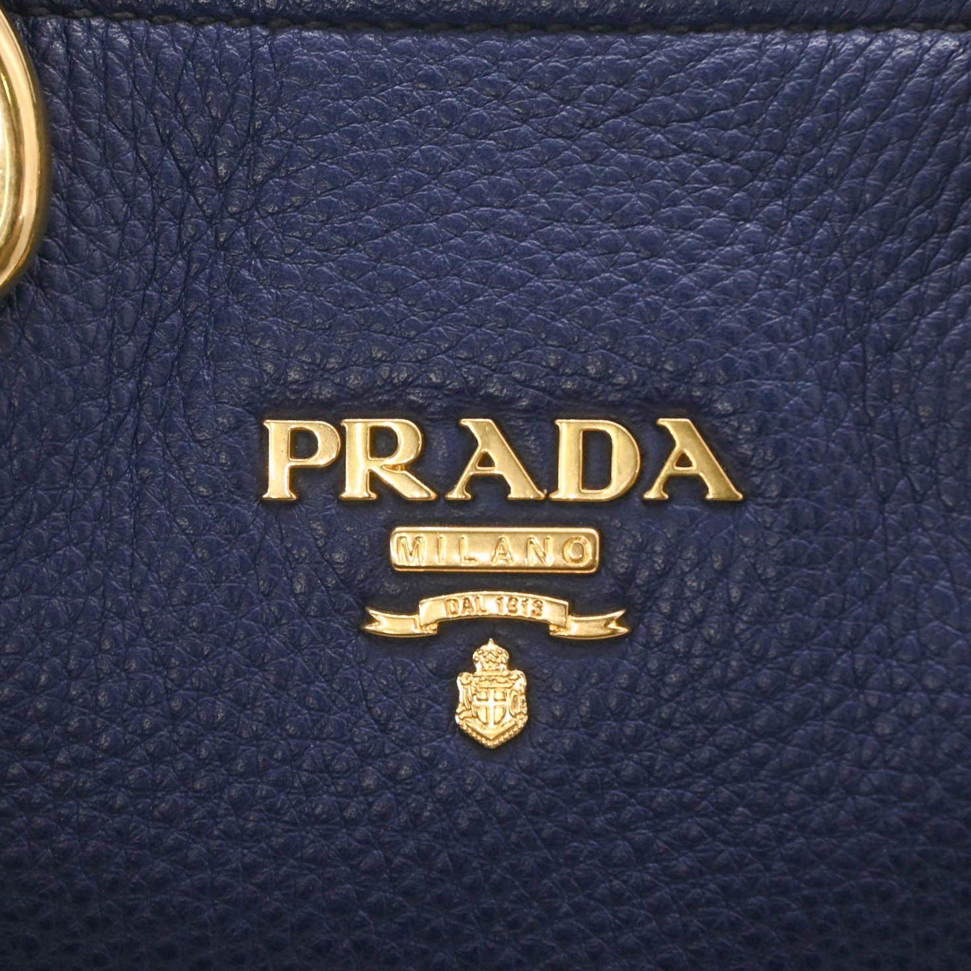 Prada Prada Vitello Dino Tote Bag with Shoulder Strap, Cobalt Blue, for Men and Women Size ONE SIZE - 10 Thumbnail