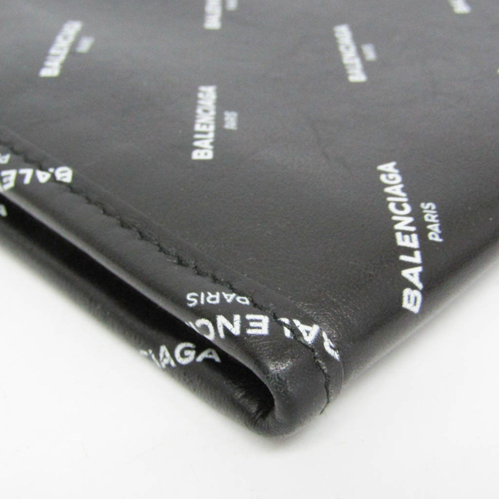 Balenciaga Balenciaga Logo Print 476046 Men,Women Leather Clutch Bag,Pouch Black Size ONE SIZE - 5 Thumbnail