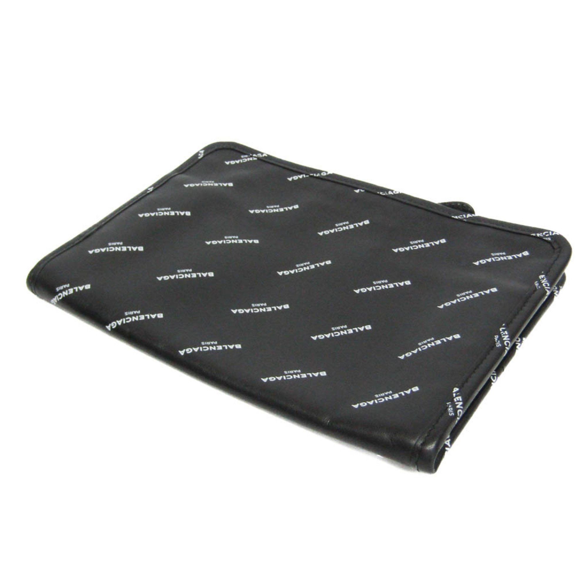 Balenciaga Balenciaga Logo Print 476046 Men,Women Leather Clutch Bag,Pouch Black Size ONE SIZE - 2 Thumbnail