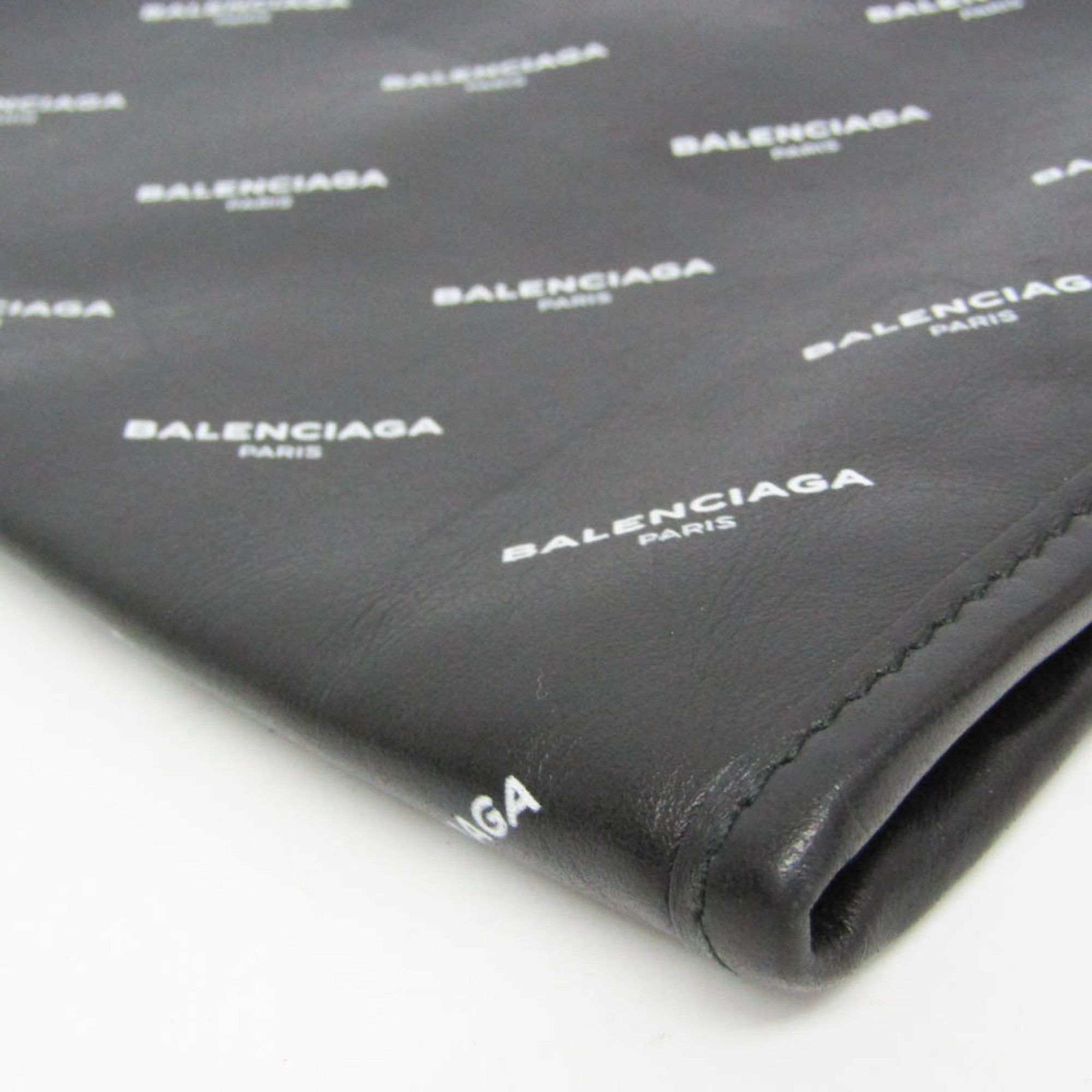 Balenciaga Balenciaga Logo Print 476046 Men,Women Leather Clutch Bag,Pouch Black Size ONE SIZE - 6 Thumbnail
