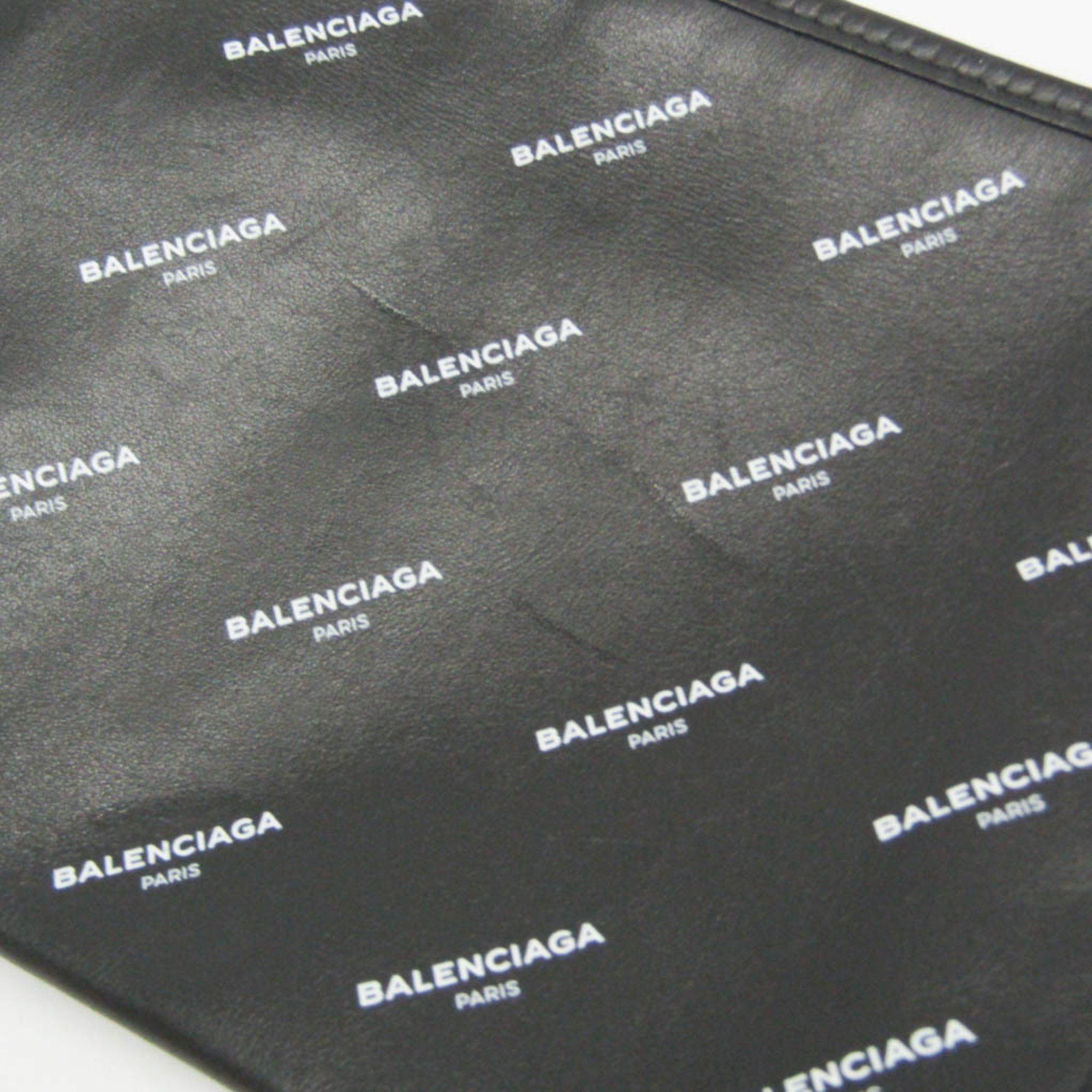 Balenciaga Balenciaga Logo Print 476046 Men,Women Leather Clutch Bag,Pouch Black Size ONE SIZE - 7 Thumbnail