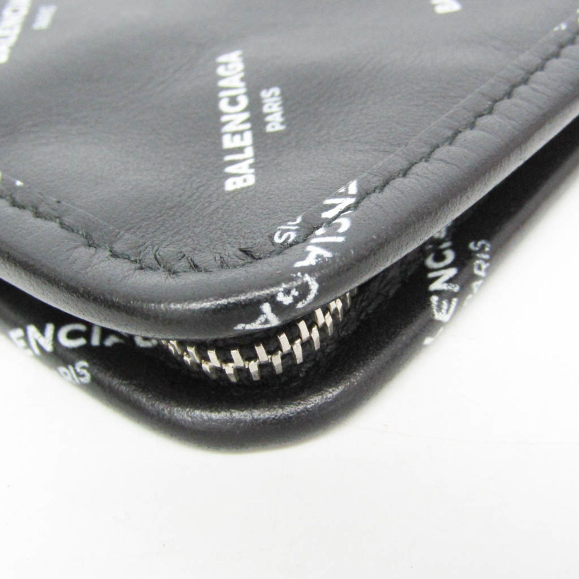 Balenciaga Balenciaga Logo Print 476046 Men,Women Leather Clutch Bag,Pouch Black Size ONE SIZE - 10 Thumbnail