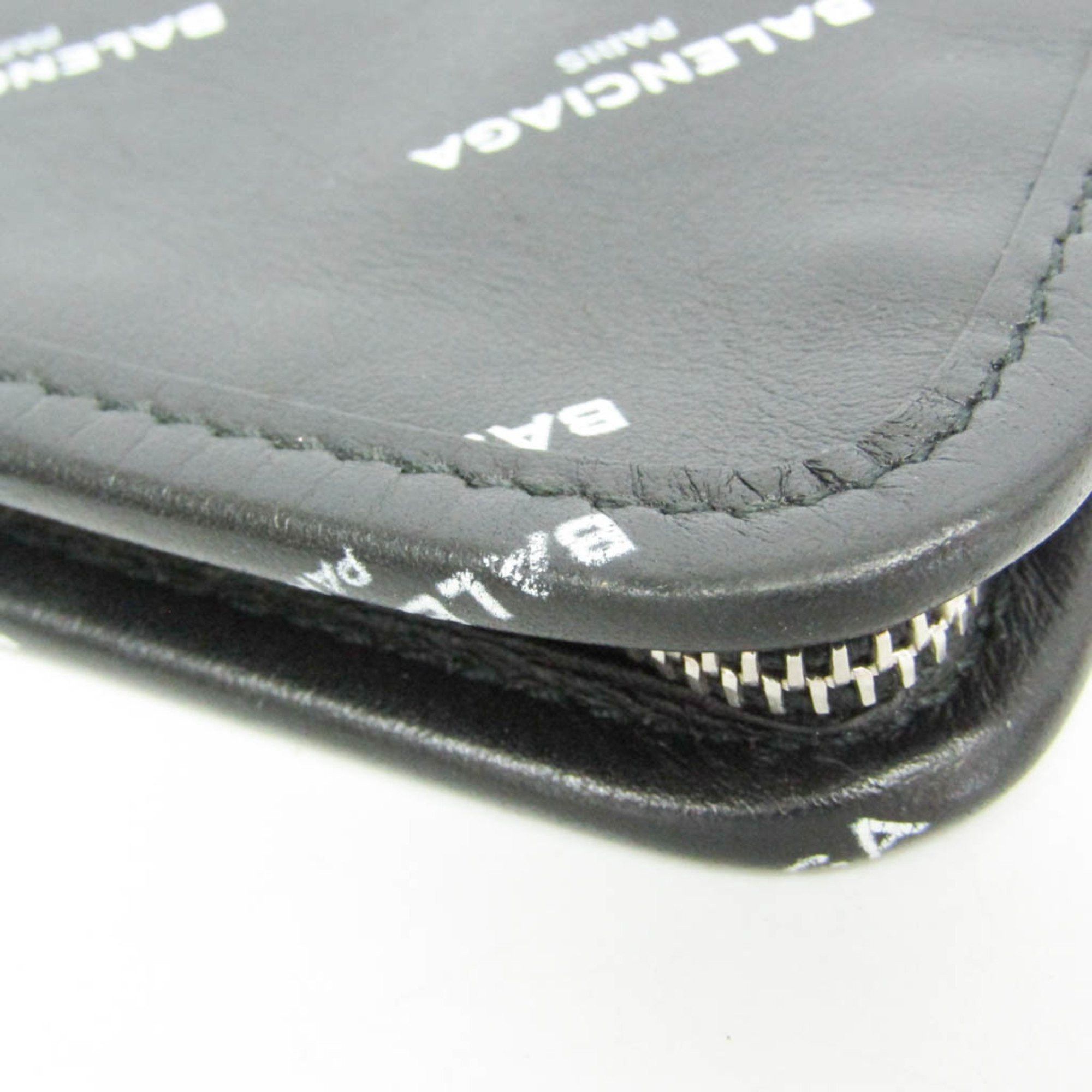 Balenciaga Balenciaga Logo Print 476046 Men,Women Leather Clutch Bag,Pouch Black Size ONE SIZE - 11 Thumbnail