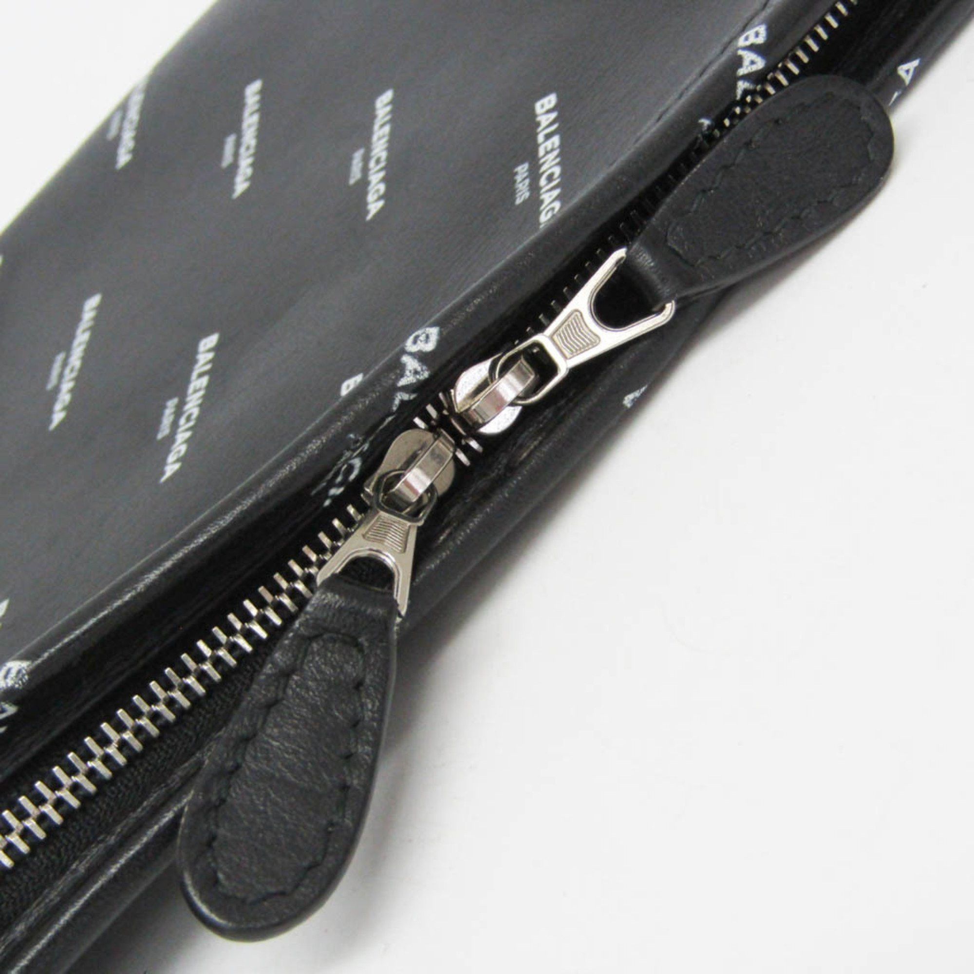 Balenciaga Balenciaga Logo Print 476046 Men,Women Leather Clutch Bag,Pouch Black Size ONE SIZE - 9 Thumbnail