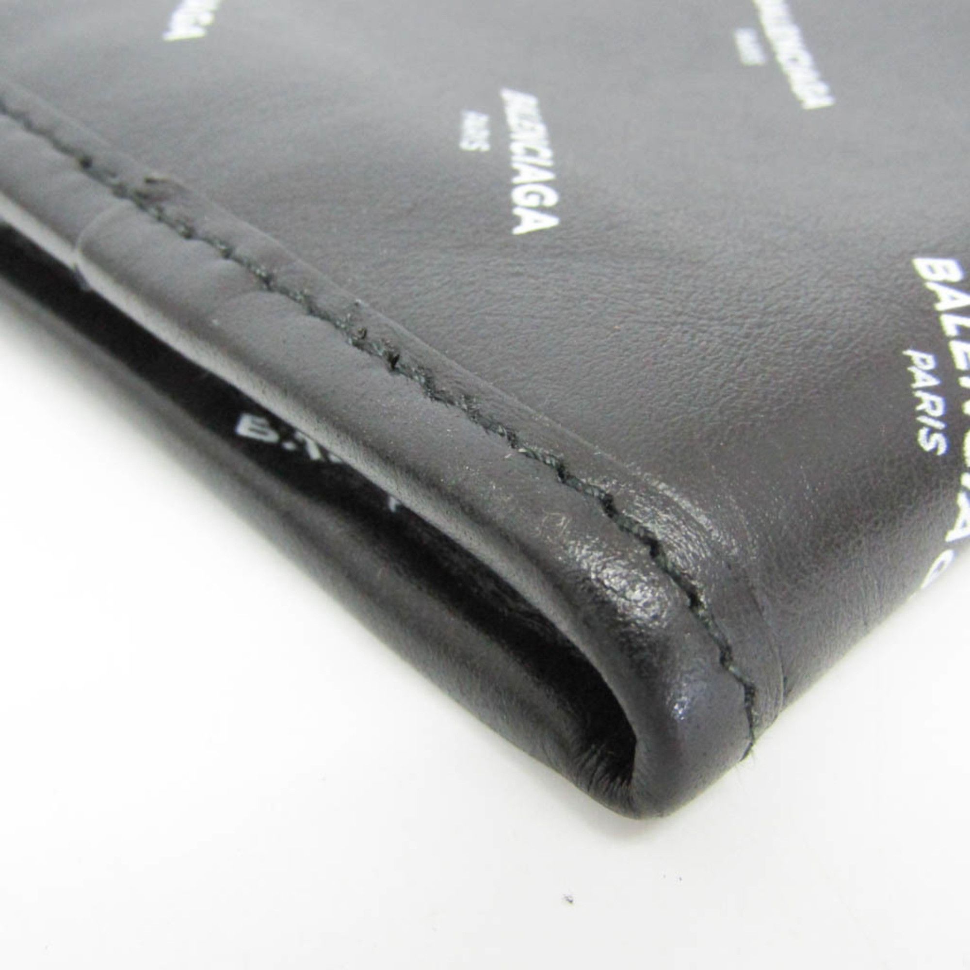 Balenciaga Balenciaga Logo Print 476046 Men,Women Leather Clutch Bag,Pouch Black Size ONE SIZE - 4 Thumbnail
