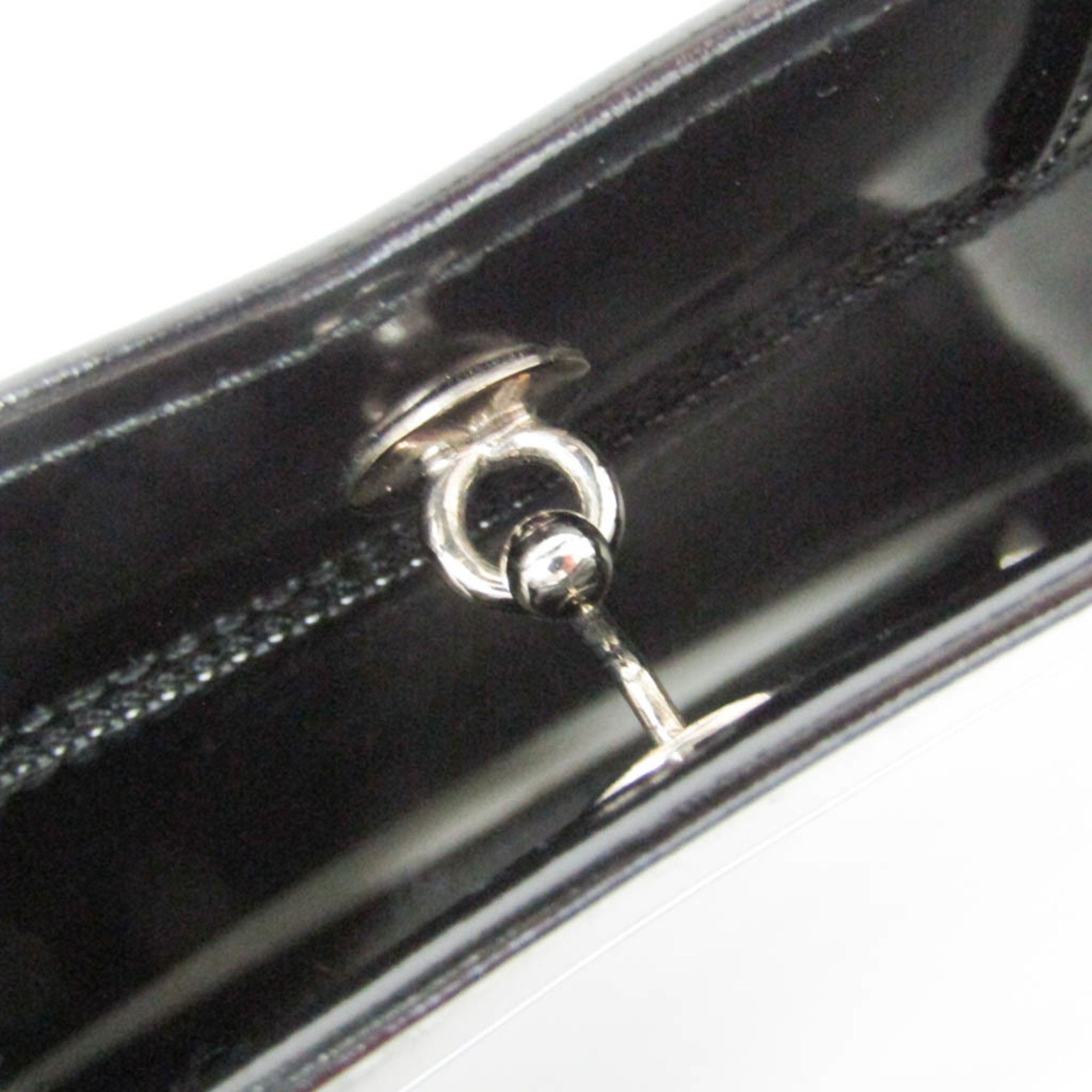 Salvatore Ferragamo Salvatore Ferragamo DJ-21 8210 Women's Patent Leather Handbag Black Size ONE SIZE - 12 Thumbnail