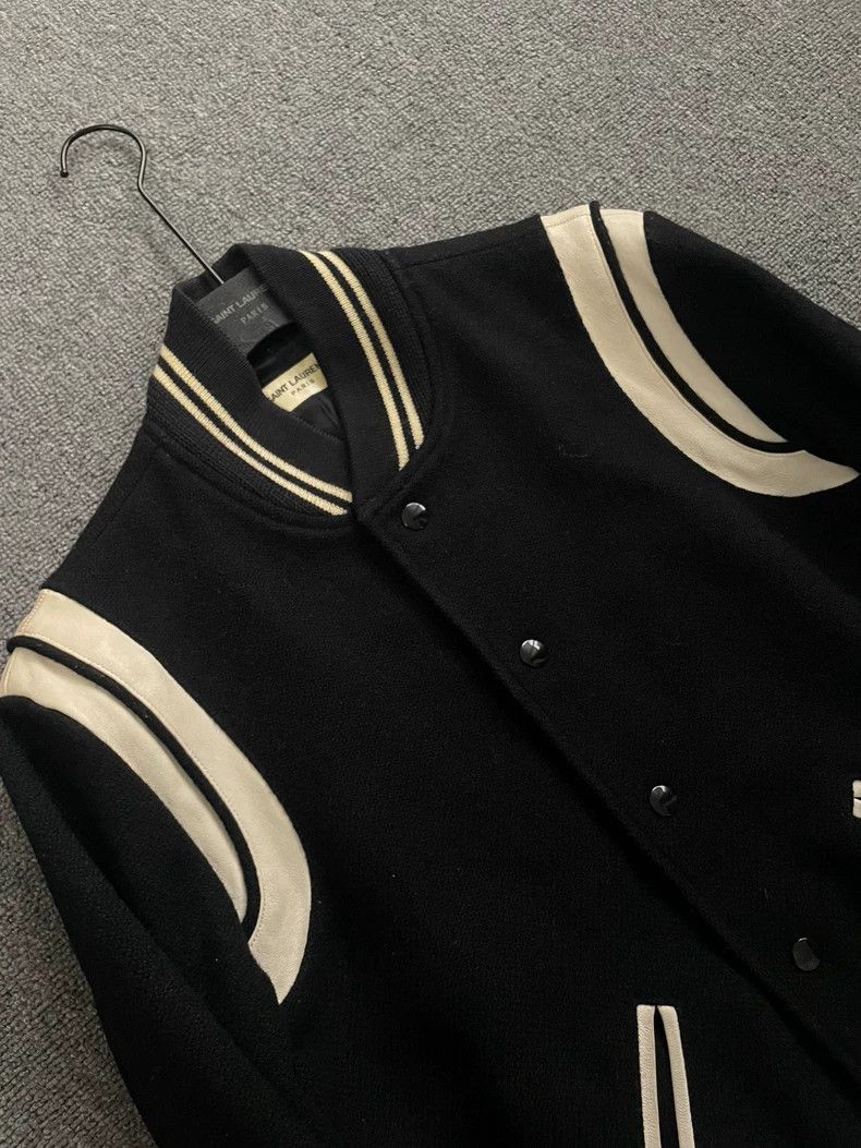 Saint Laurent Paris Saint Laurent Black White Varsity Jacket Size US XL / EU 56 / 4 - 4 Thumbnail