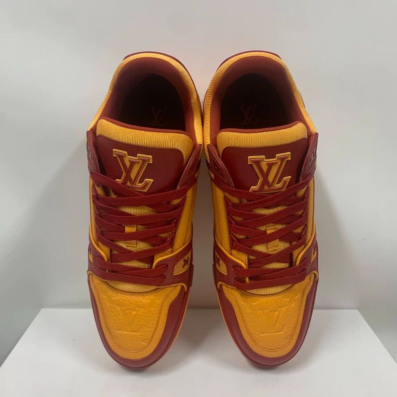 Louis Vuitton LV Trainer Red Yellow Leather Sneakers - dmc Size US 8 / EU 41 - 4 Thumbnail