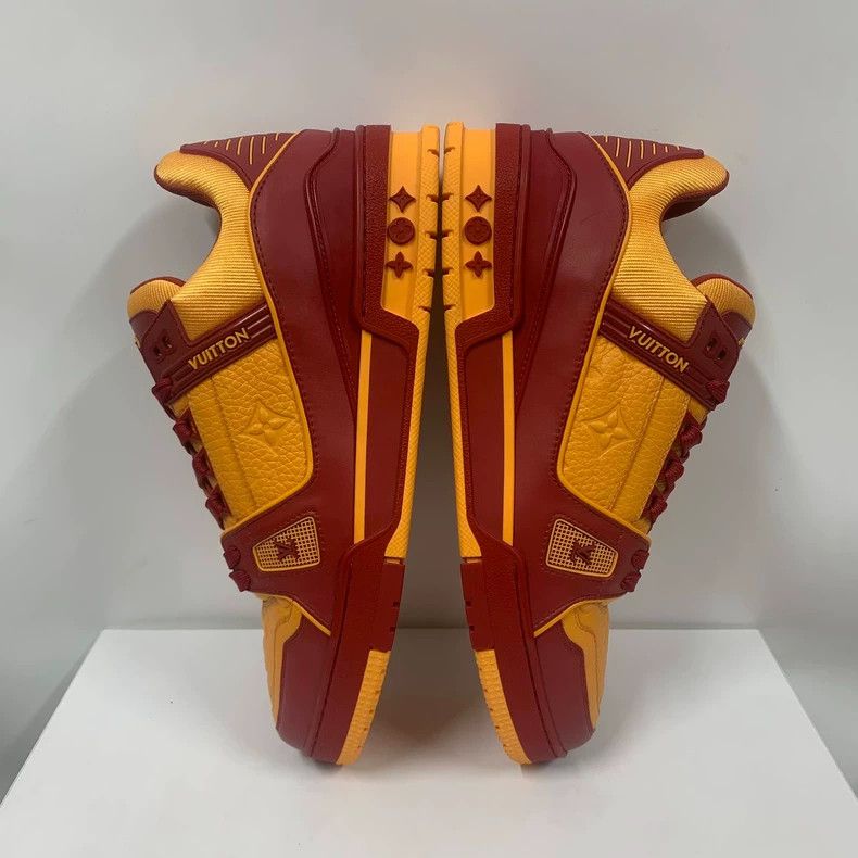 Louis Vuitton LV Trainer Red Yellow Leather Sneakers - dmc Size US 8 / EU 41 - 5 Thumbnail