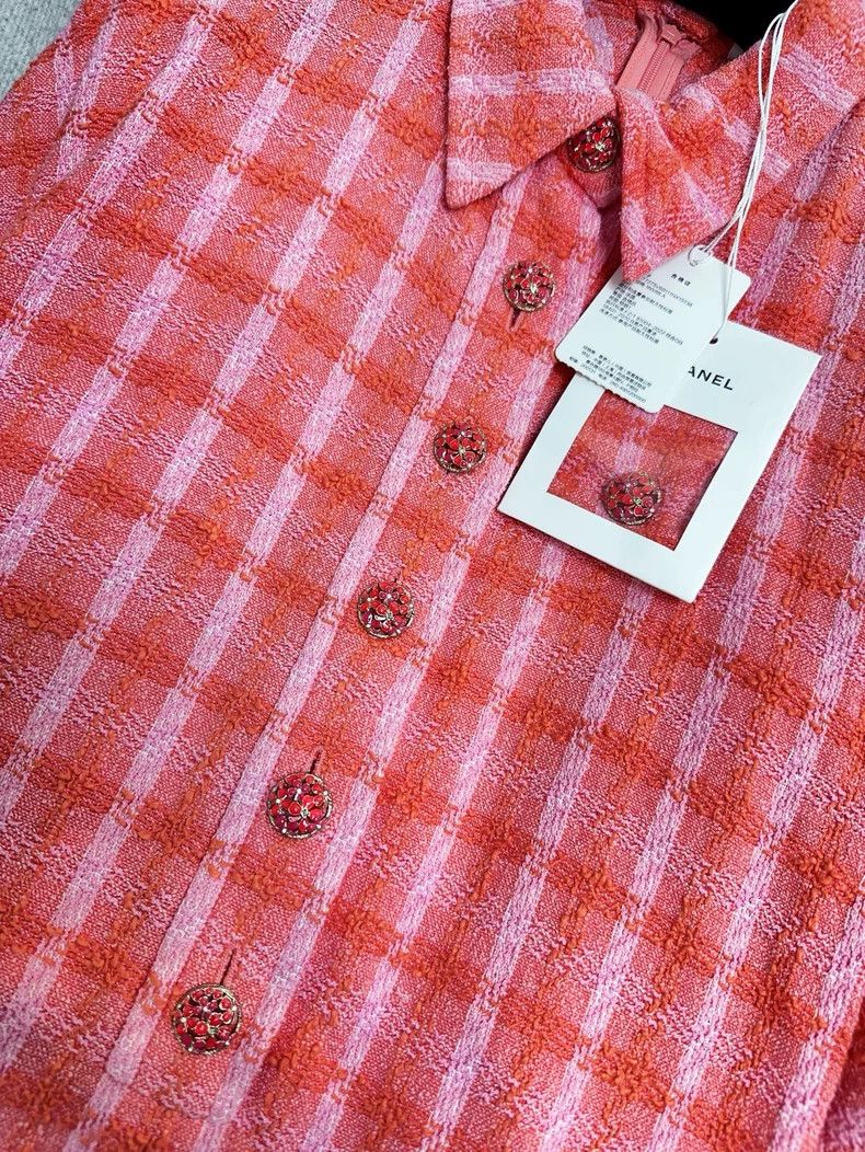 Chanel Chanel Orange Pink Plaid Dress 24S - dmc Size US 38 / EU 54 - 4 Thumbnail