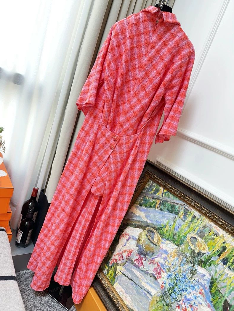 Chanel Chanel Orange Pink Plaid Dress 24S - dmc Size US 38 / EU 54 - 2 Thumbnail