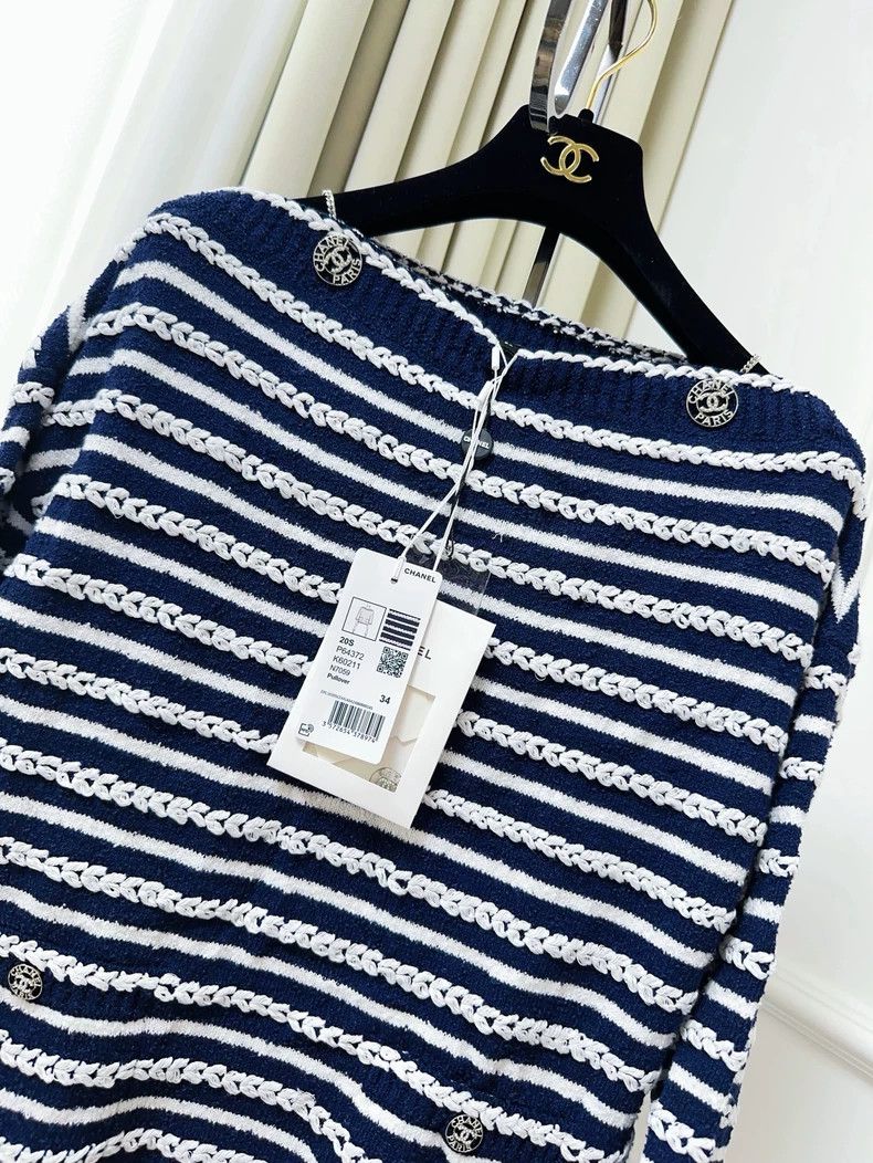 Chanel Chanel 20S Navy Stripe Knit Top - dmc Size US M / EU 48-50 / 2 - 2 Thumbnail