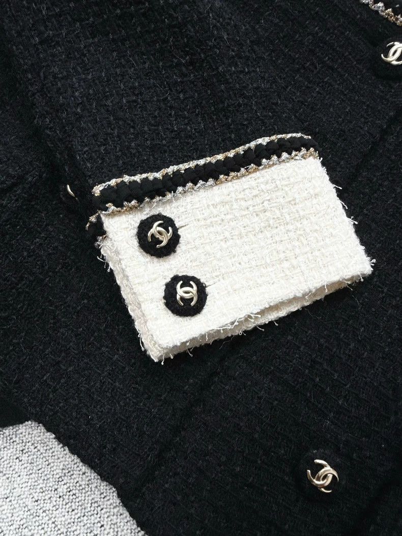 Chanel Chanel 20A Black and White Color Block Double-Breasted Woven Coat - dmc Size US M / EU 48-50 / 2 - 4 Thumbnail