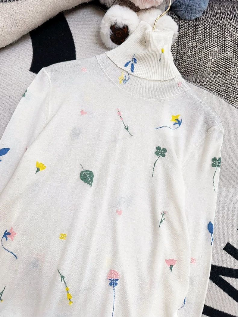 Chanel Chanel 18B White Floral Print Sweater - dmc Size US M / EU 48-50 / 2 - 4 Thumbnail
