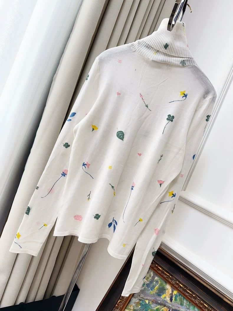 Chanel Chanel 18B White Floral Print Sweater - dmc Size US M / EU 48-50 / 2 - 2 Thumbnail