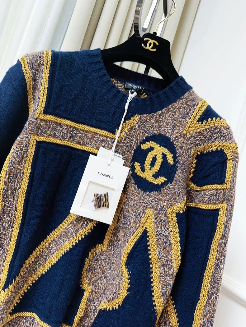 Chanel Chanel Blue Gold CC Knit Sweater - dmc Size US M / EU 48-50 / 2 - 6 Thumbnail