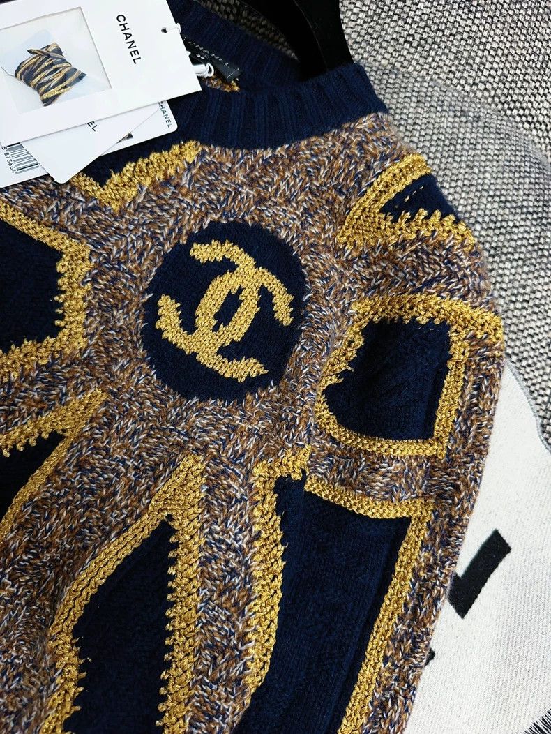 Chanel Chanel Blue Gold CC Knit Sweater - dmc Size US M / EU 48-50 / 2 - 2 Thumbnail