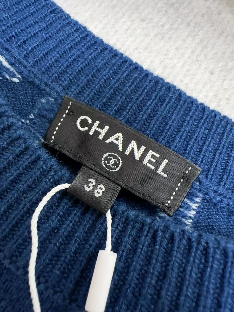 Chanel Chanel 21P Navy White CC Wave Knit Top - dmc Size US M / EU 48-50 / 2 - 7 Thumbnail