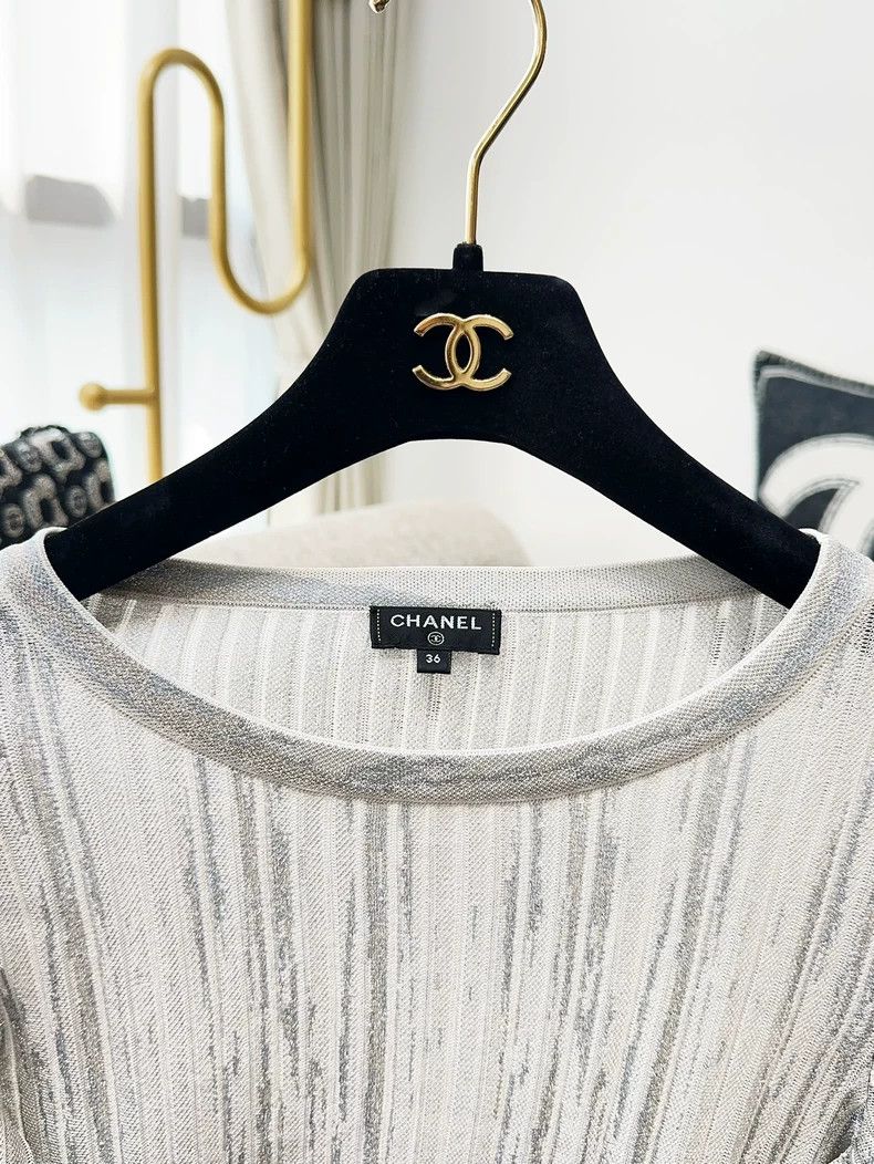 Chanel Chanel Gray Long Sleeve Maxi Dress - dmc Size US 36 / EU 52 - 3 Thumbnail