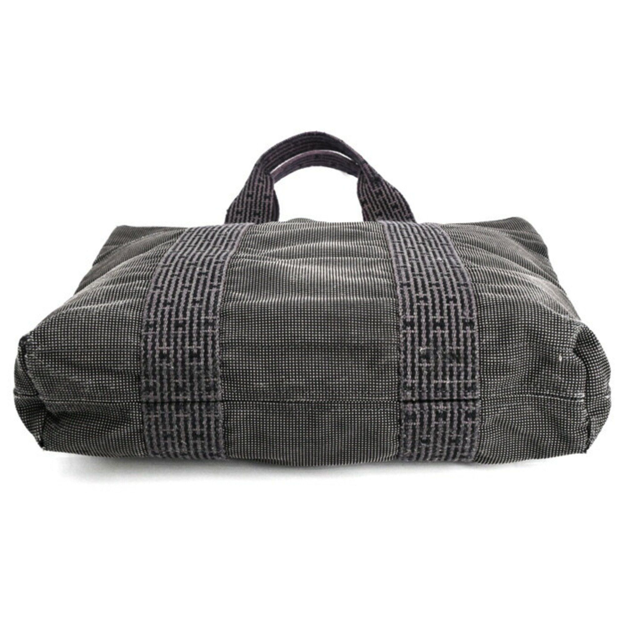 Hermes HERMES Air Line Cabas Tote Bag, Canvas, Gray and Khaki Size ONE SIZE - 4 Thumbnail