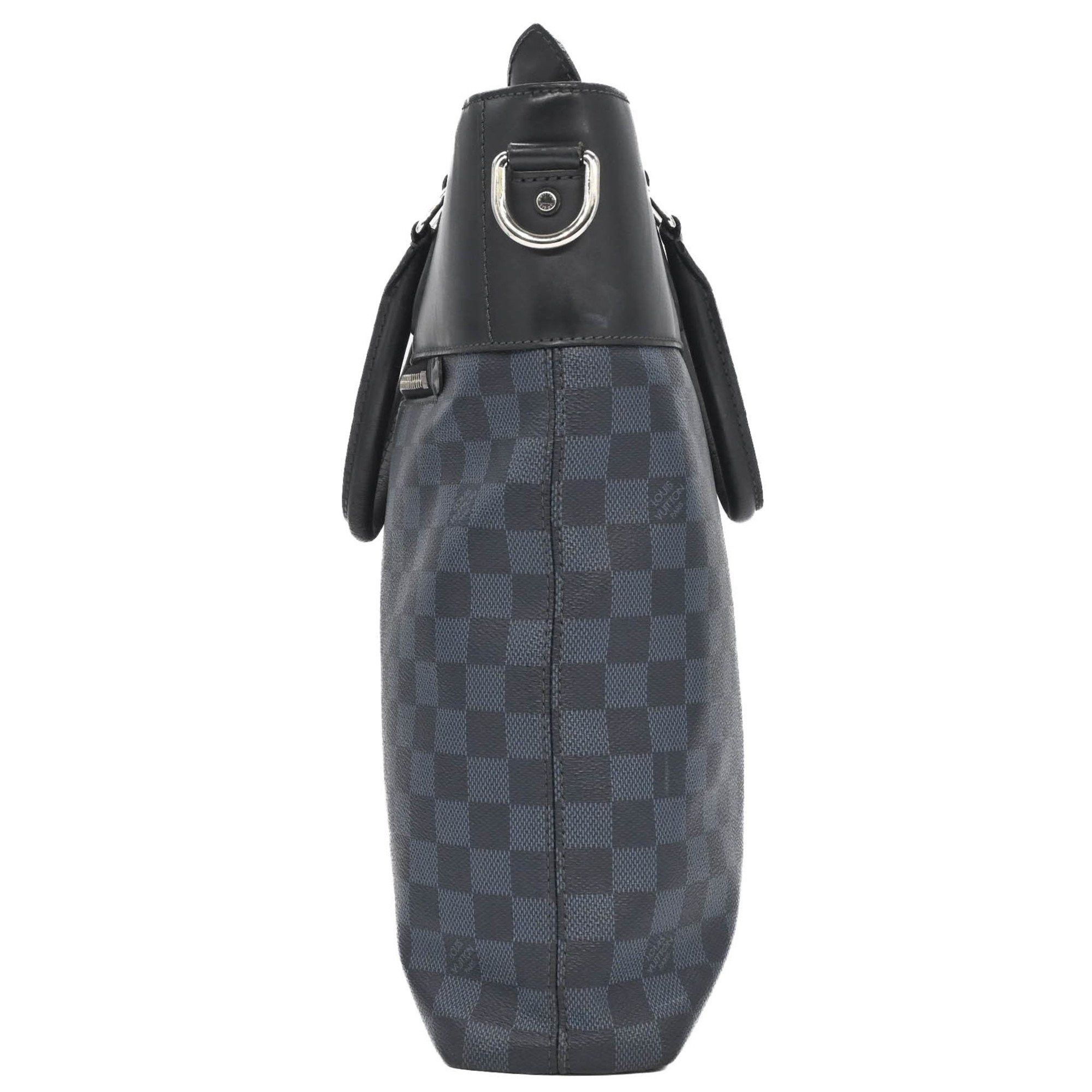 Louis Vuitton LOUIS VUITTON Damier Cobalt Newport Tote Bag, Shoulder Black Cobalt, N41588 Size ONE SIZE - 4 Thumbnail