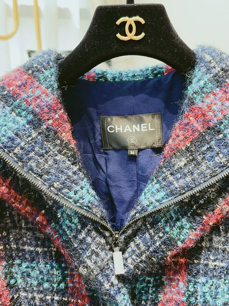 Chanel Chanel Red Blue Plaid Long Coat - dmc Size US S / EU 44-46 / 1 - 4 Thumbnail