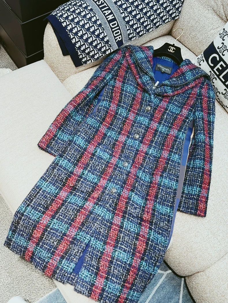 Chanel Chanel Red Blue Plaid Long Coat - dmc Size US S / EU 44-46 / 1 - 2 Thumbnail