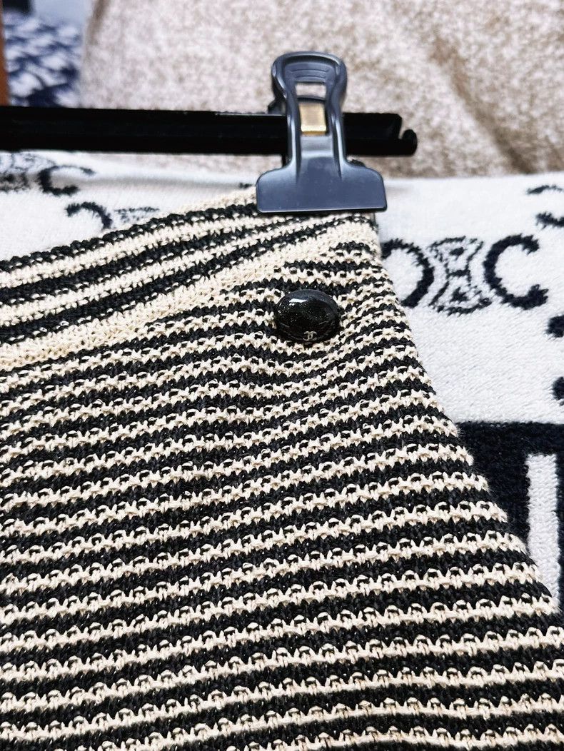 Chanel Chanel Brown Black Striped Knit Skirt - dmc Size US 36 / EU 52 - 3 Thumbnail