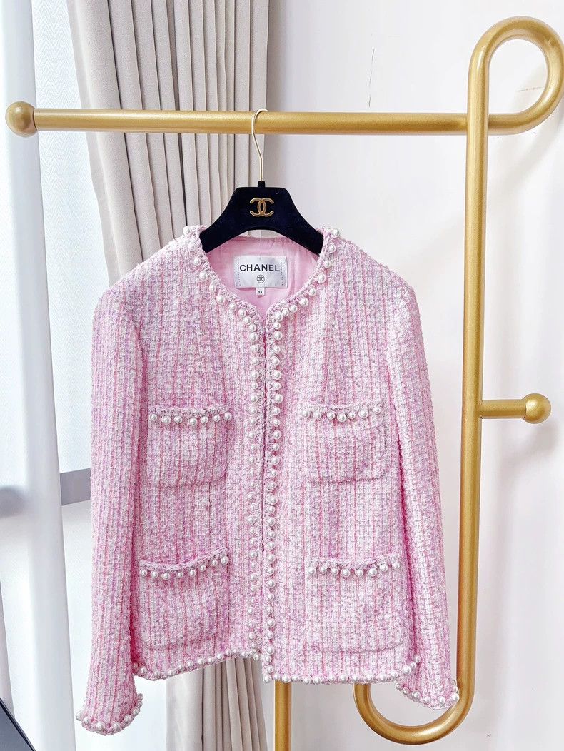Chanel Chanel Pink Tweed Pearl Trim Jacket - dmc Size US M / EU 48-50 / 2 - 2 Thumbnail