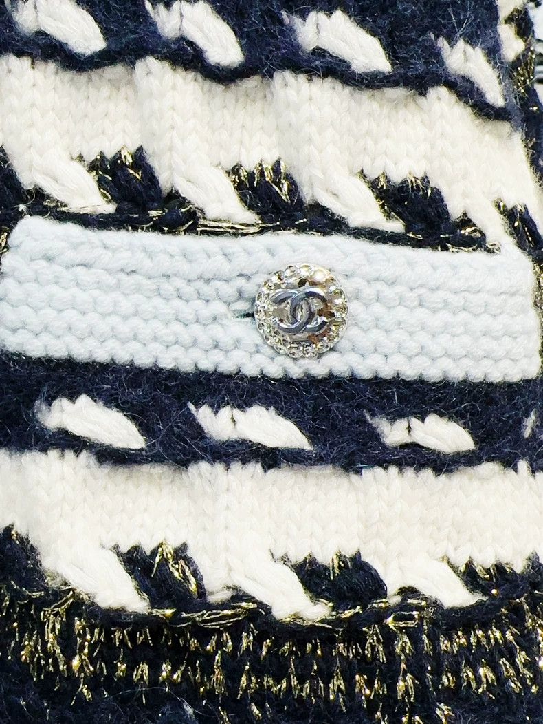 Chanel Chanel 22B Blue Stripe Knit Cardigan - dmc Size US M / EU 48-50 / 2 - 6 Thumbnail