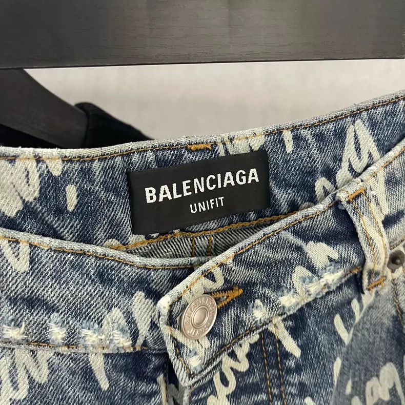 Balenciaga Balenciaga Logo Print Blue Denim Jeans - dmc Size US 26 / EU 42 - 3 Thumbnail