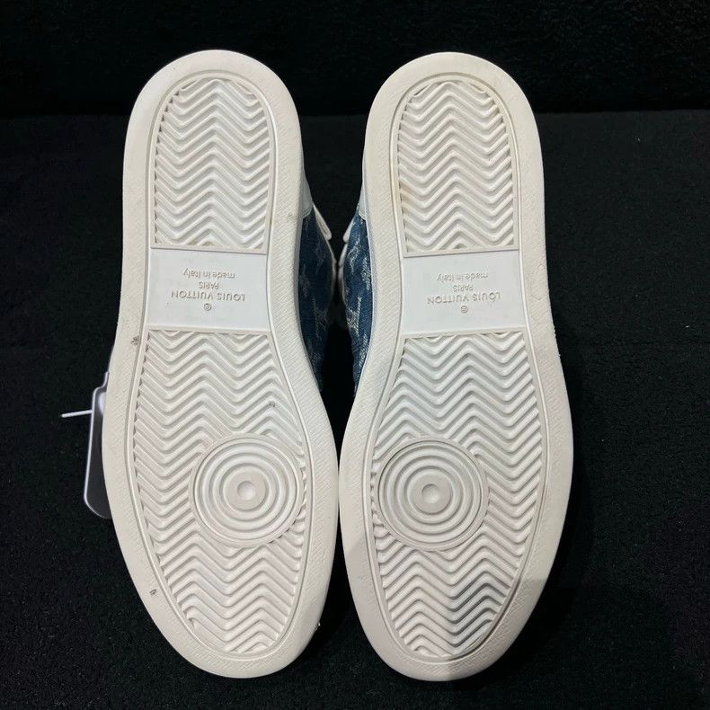Louis Vuitton LV White Blue Denim High Top Sneakers - dmc Size US 7 / EU 40 - 7 Thumbnail