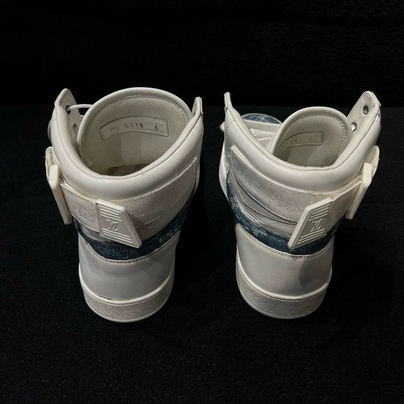 Louis Vuitton LV White Blue Denim High Top Sneakers - dmc Size US 7 / EU 40 - 5 Thumbnail