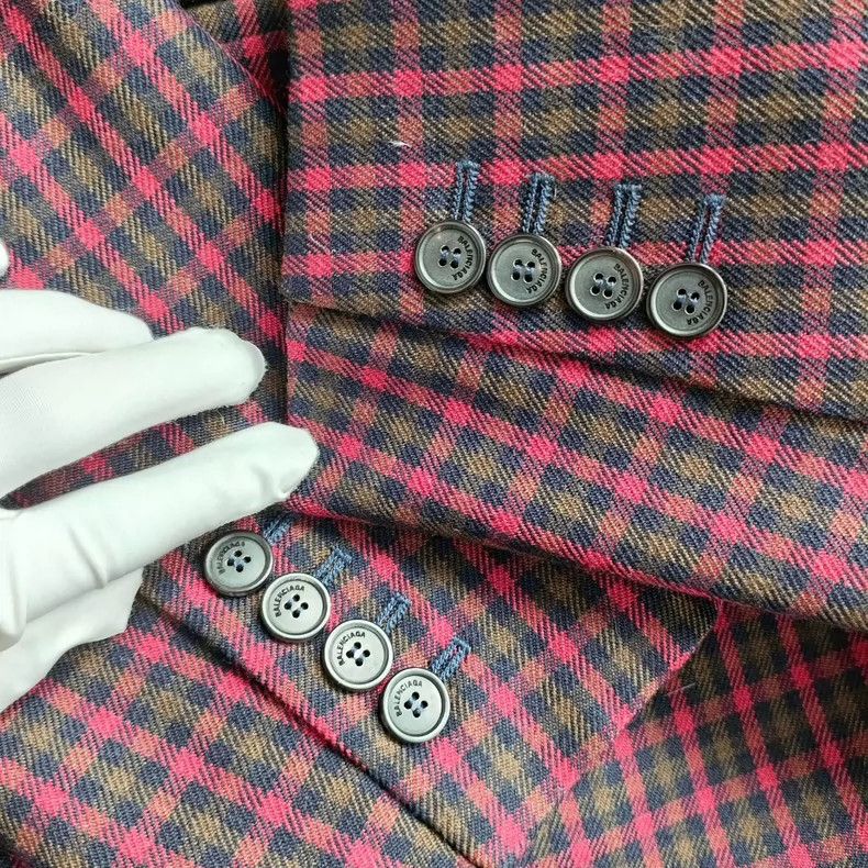Balenciaga Balenciaga Wool Plaid Coat Red Yellow - dmc Size US XXS / EU 40 - 6 Thumbnail