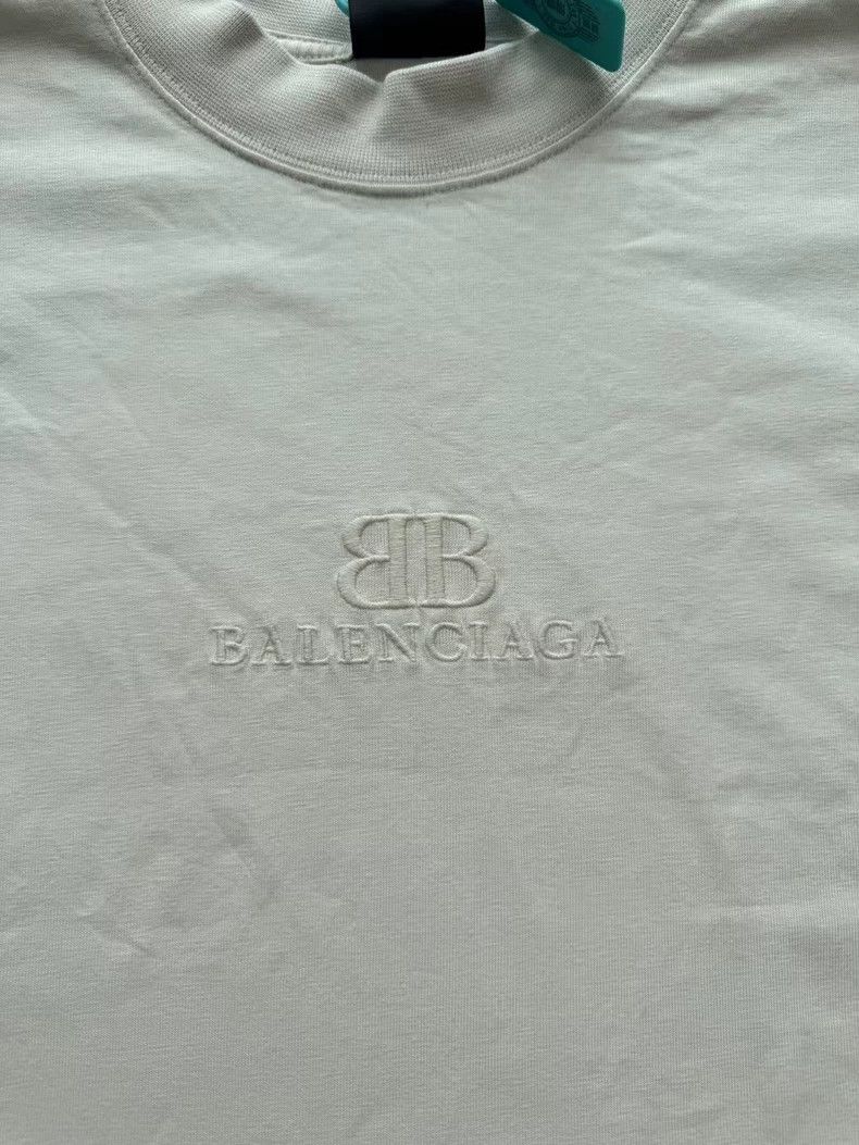 Balenciaga Balenciaga Beige Double B Embroidered Short Sleeve - dmc Size US XS / EU 42 / 0 - 3 Thumbnail