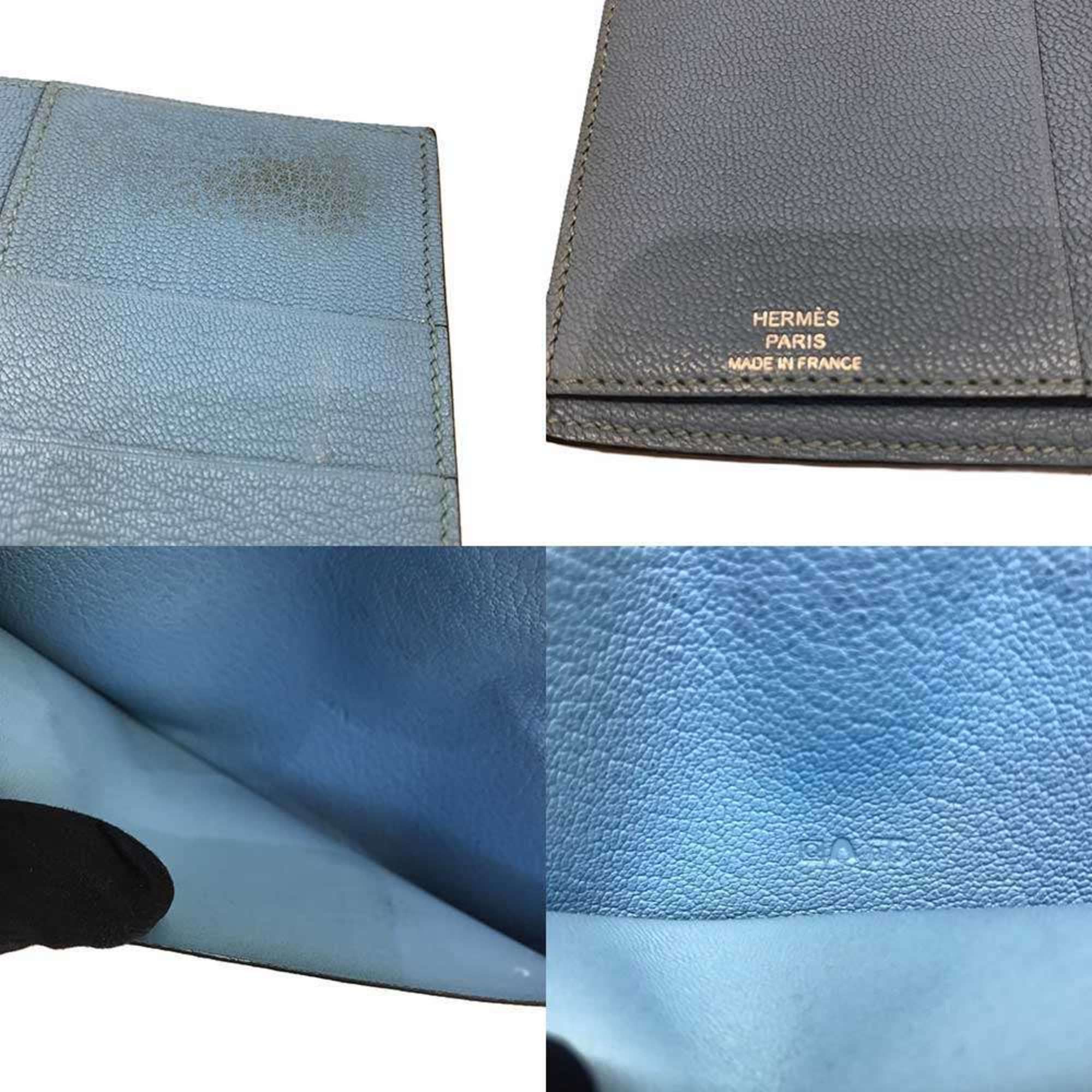 Hermes Hermès Evelyn Long Wallet, Chevre Leather, Perforated, Navy Blue, Light □Q Stamped, HERMES Size ONE SIZE - 5 Thumbnail