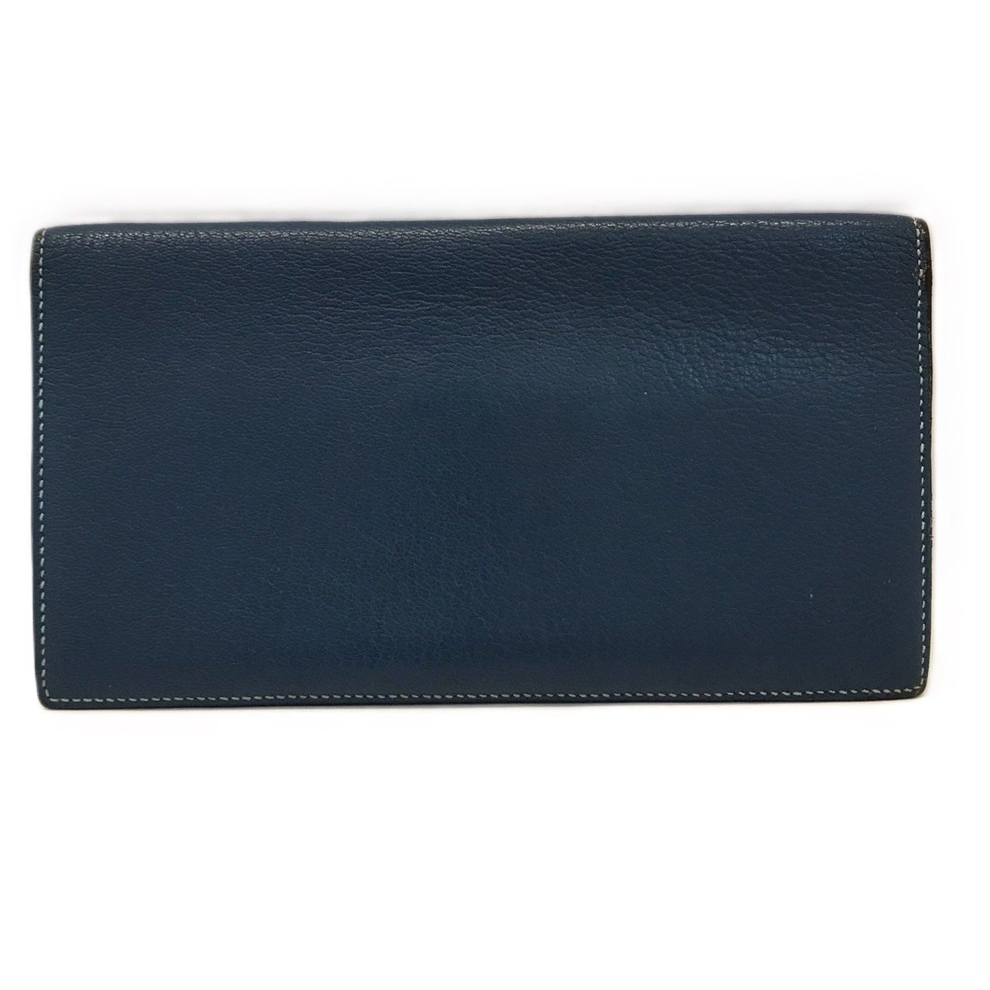 Hermes Hermès Evelyn Long Wallet, Chevre Leather, Perforated, Navy Blue, Light □Q Stamped, HERMES Size ONE SIZE - 2 Thumbnail