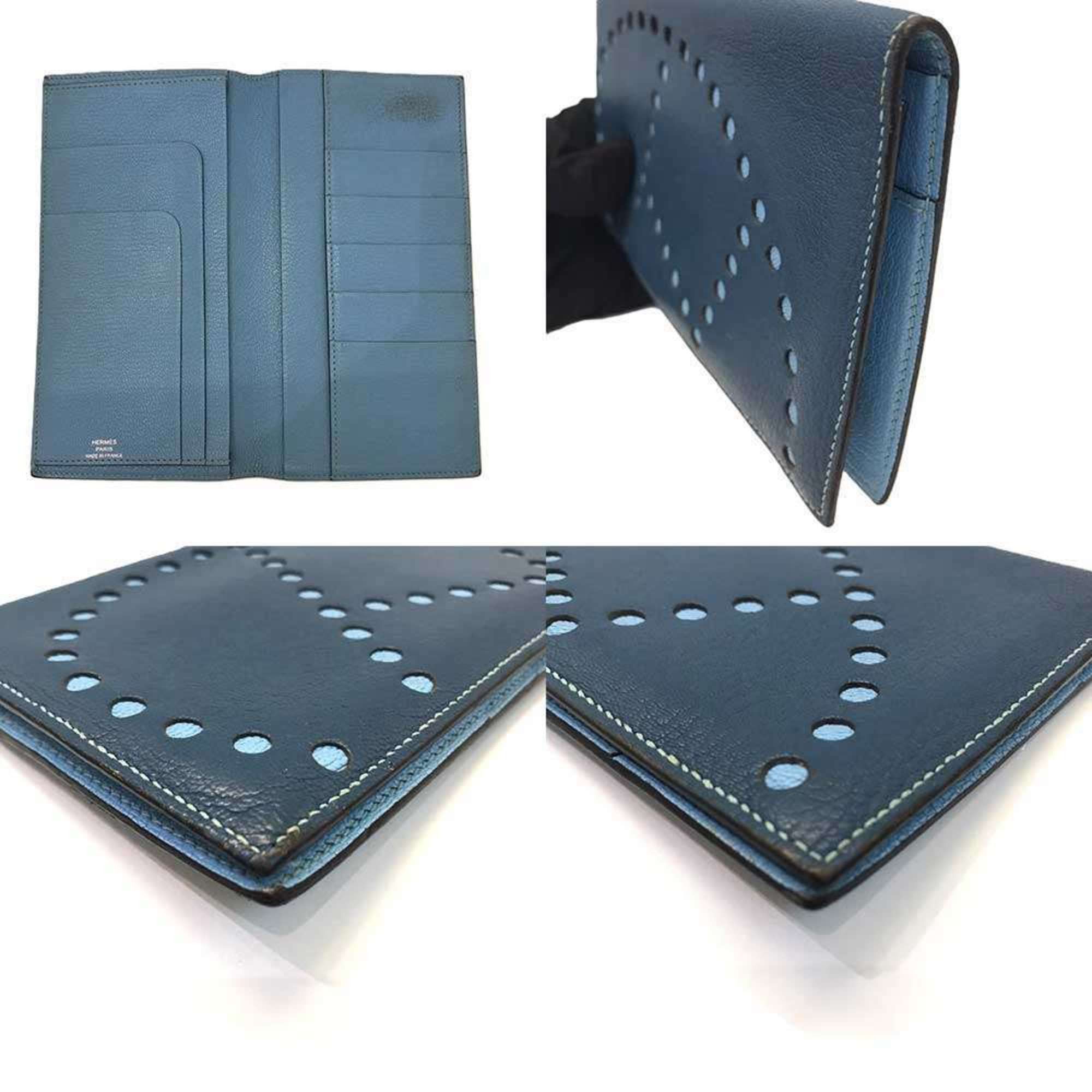 Hermes Hermès Evelyn Long Wallet, Chevre Leather, Perforated, Navy Blue, Light □Q Stamped, HERMES Size ONE SIZE - 4 Thumbnail