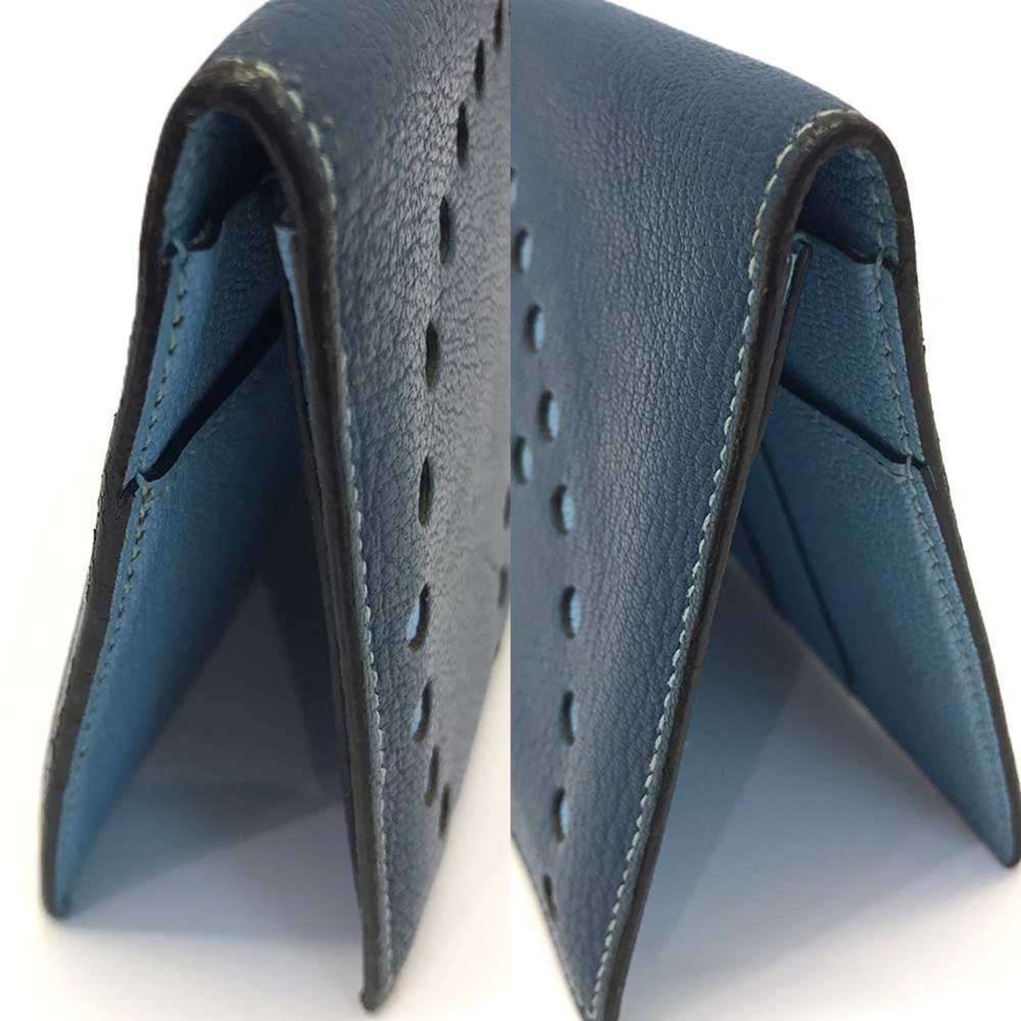 Hermes Hermès Evelyn Long Wallet, Chevre Leather, Perforated, Navy Blue, Light □Q Stamped, HERMES Size ONE SIZE - 3 Thumbnail