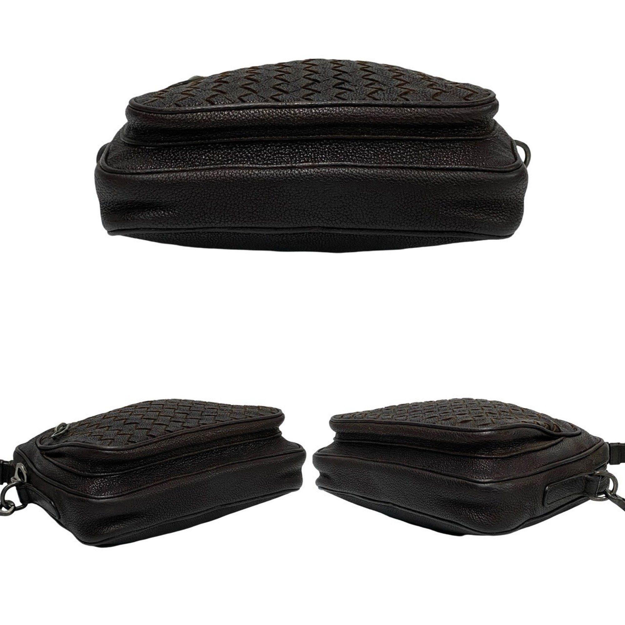Bottega Veneta BOTTEGA VENETA Intrecciato Leather Mini Shoulder Bag/Pochette in Dark Brown 98698 Size ONE SIZE - 6 Thumbnail