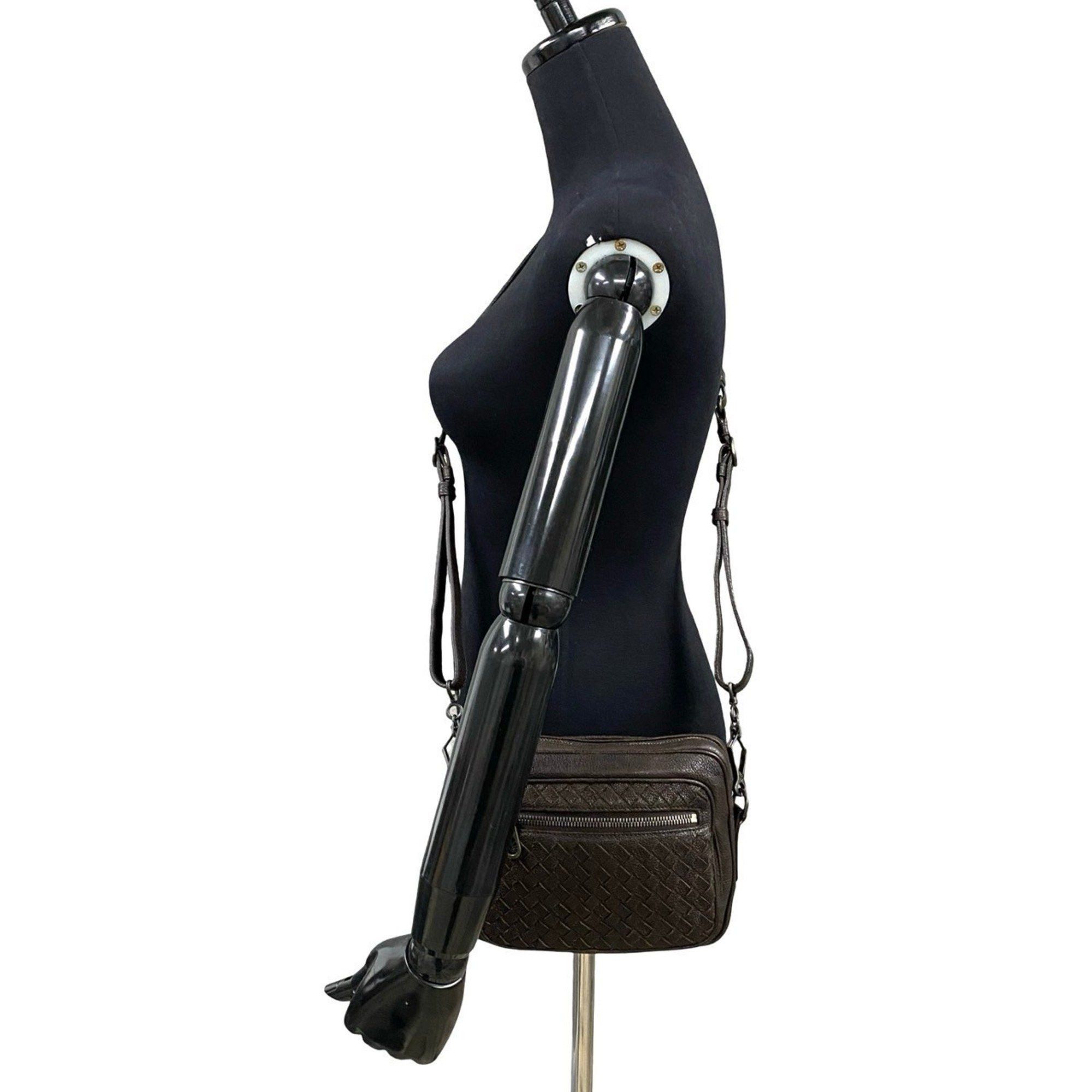 Bottega Veneta BOTTEGA VENETA Intrecciato Leather Mini Shoulder Bag/Pochette in Dark Brown 98698 Size ONE SIZE - 2 Thumbnail