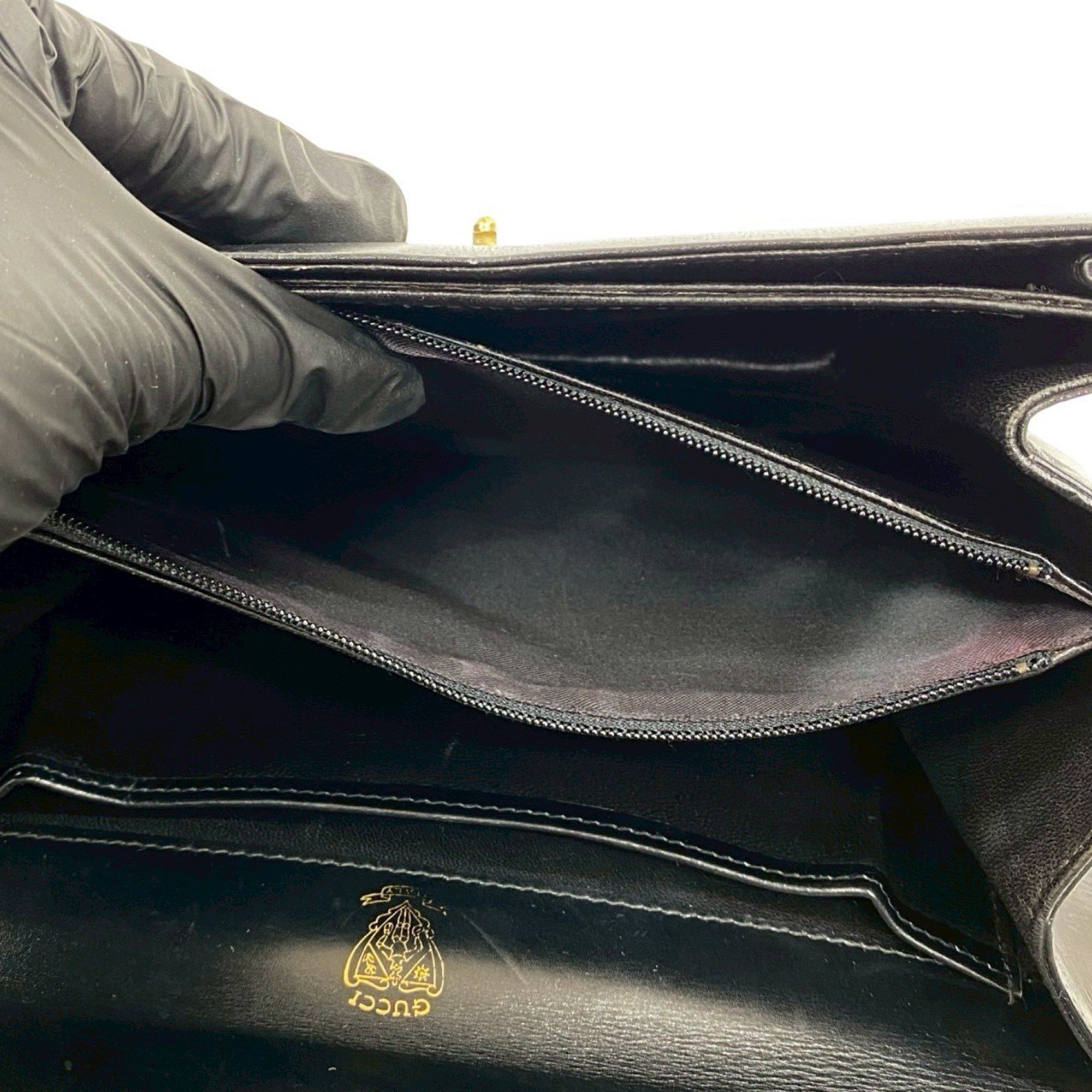 GUCCI Old Gucci Logo Hardware Calf Leather Handbag Mini Tote Bag