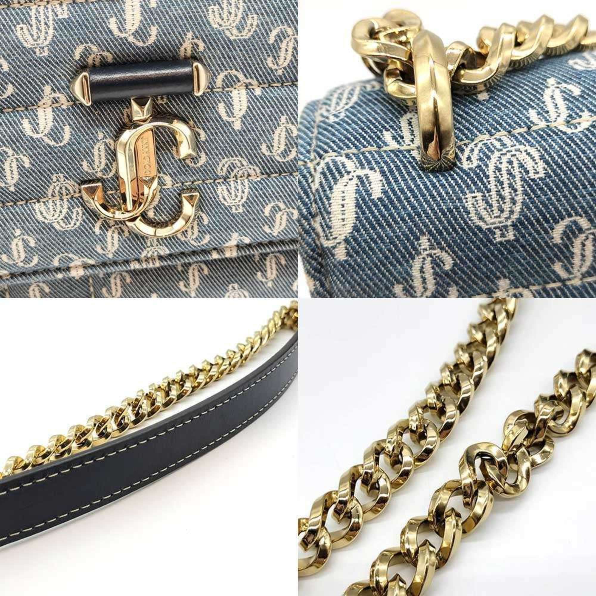 Jimmy Choo Jimmy Choo Varenne Avenue Chain Shoulder Bag in Blue Denim Canvas, JC Women's Size ONE SIZE - 4 Thumbnail